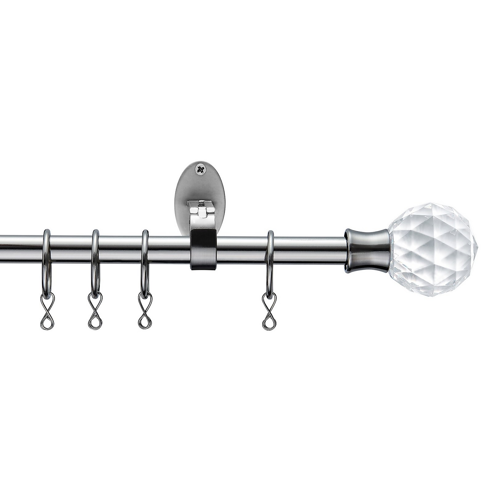 Photo of Extendable Curtain Pole With Crackle Glass Finial - Steel