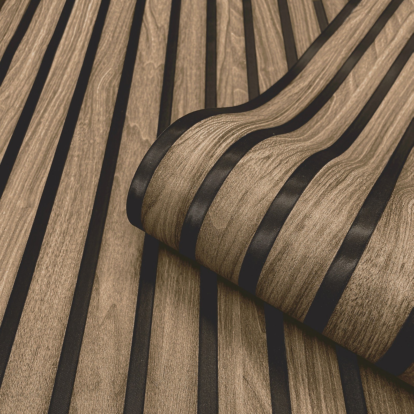 Photo of Belgravia Décor Wood Slat Textured Walnut Wallpaper A4 Size Sample