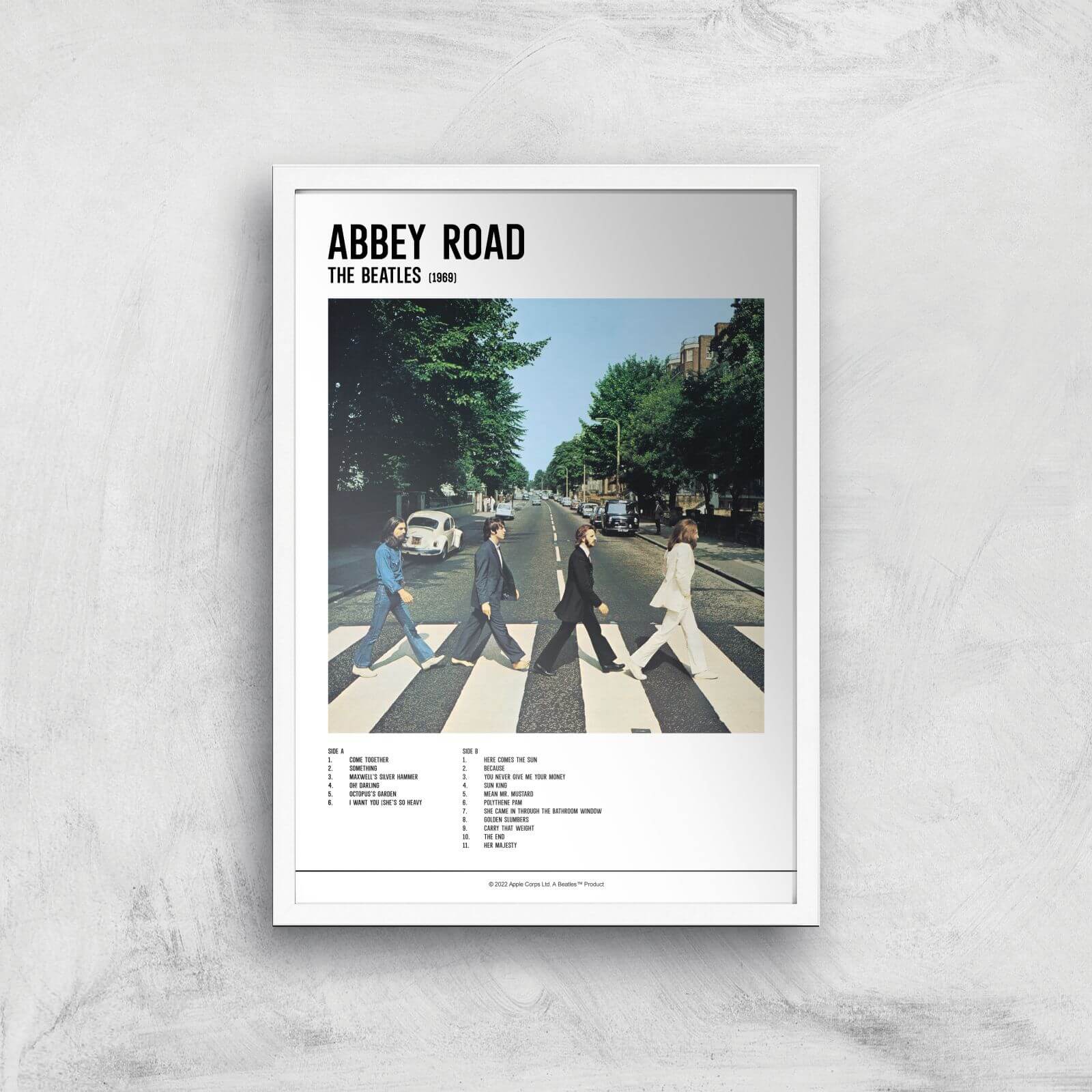 Abbey Road Collection Abbey Road Track List Giclee Art Print - A4 - White Frame