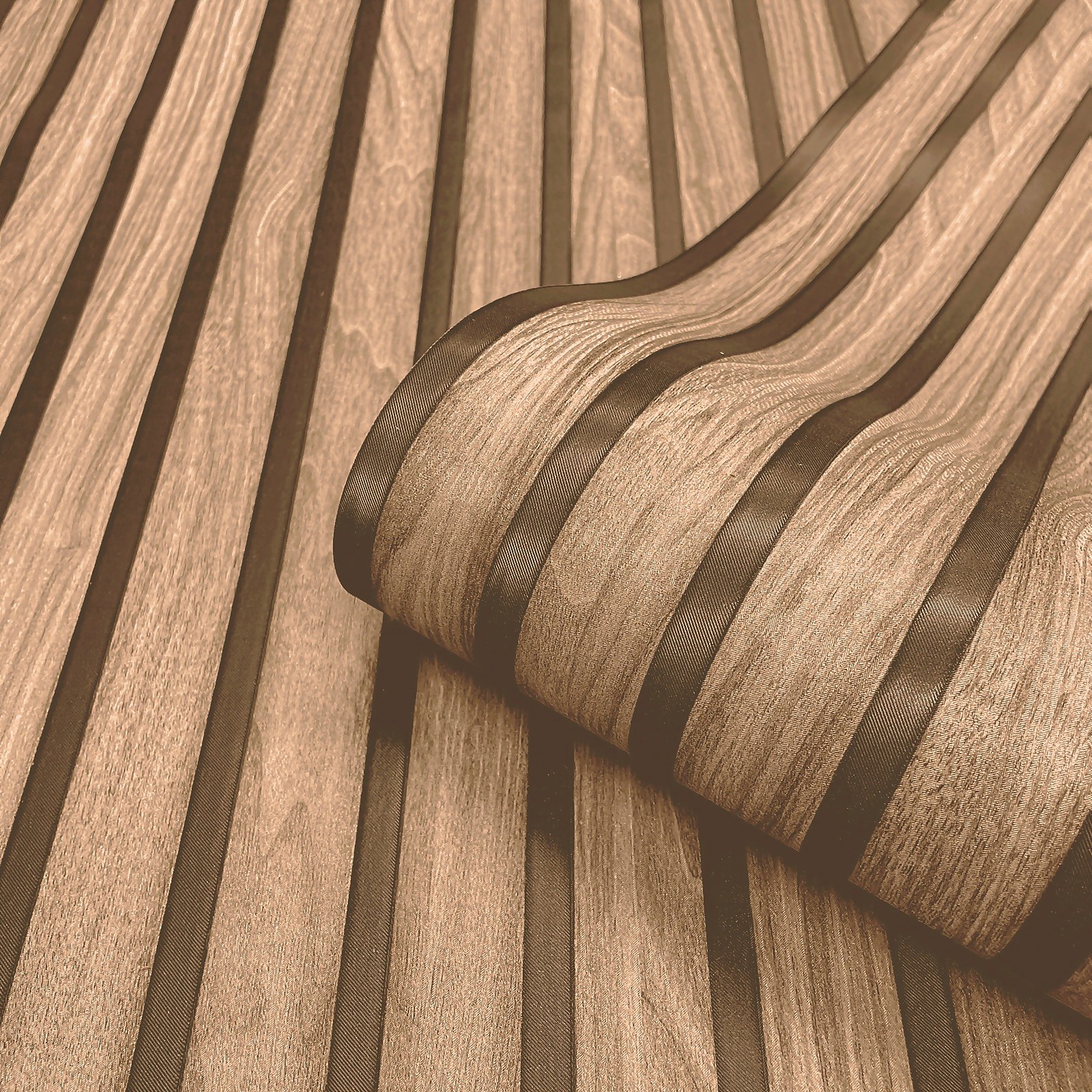 Photo of Belgravia Décor Wood Slat Textured Walnut Wallpaper