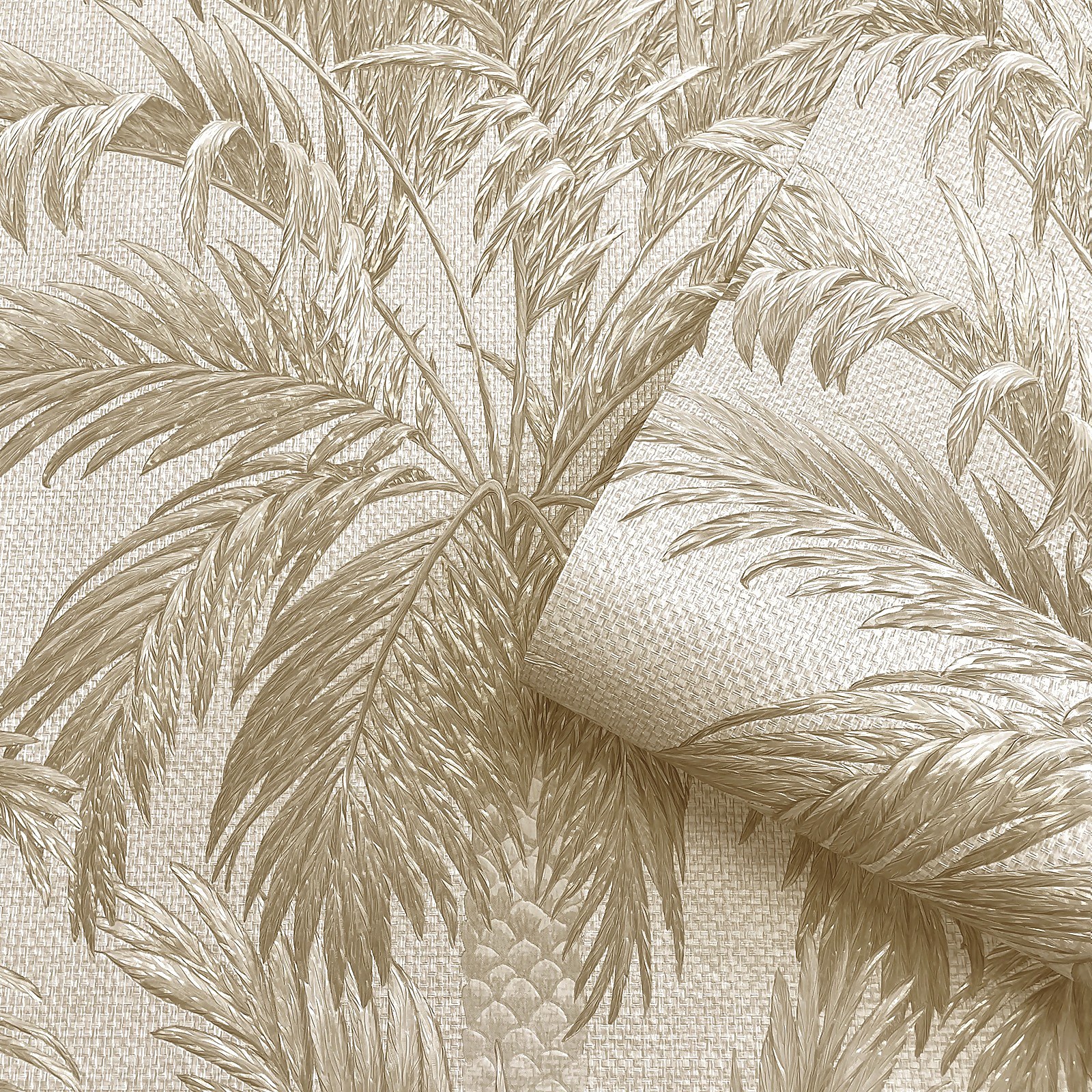 Photo of Belgravia Décor Palm Tree Textured Beige Wallpaper A4 Size Sample