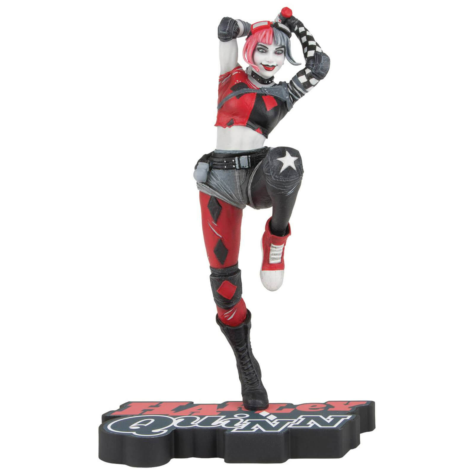 Click to view product details and reviews for Dc Direct Red White And Black Harley Quinn Statue By Derrick Chew.