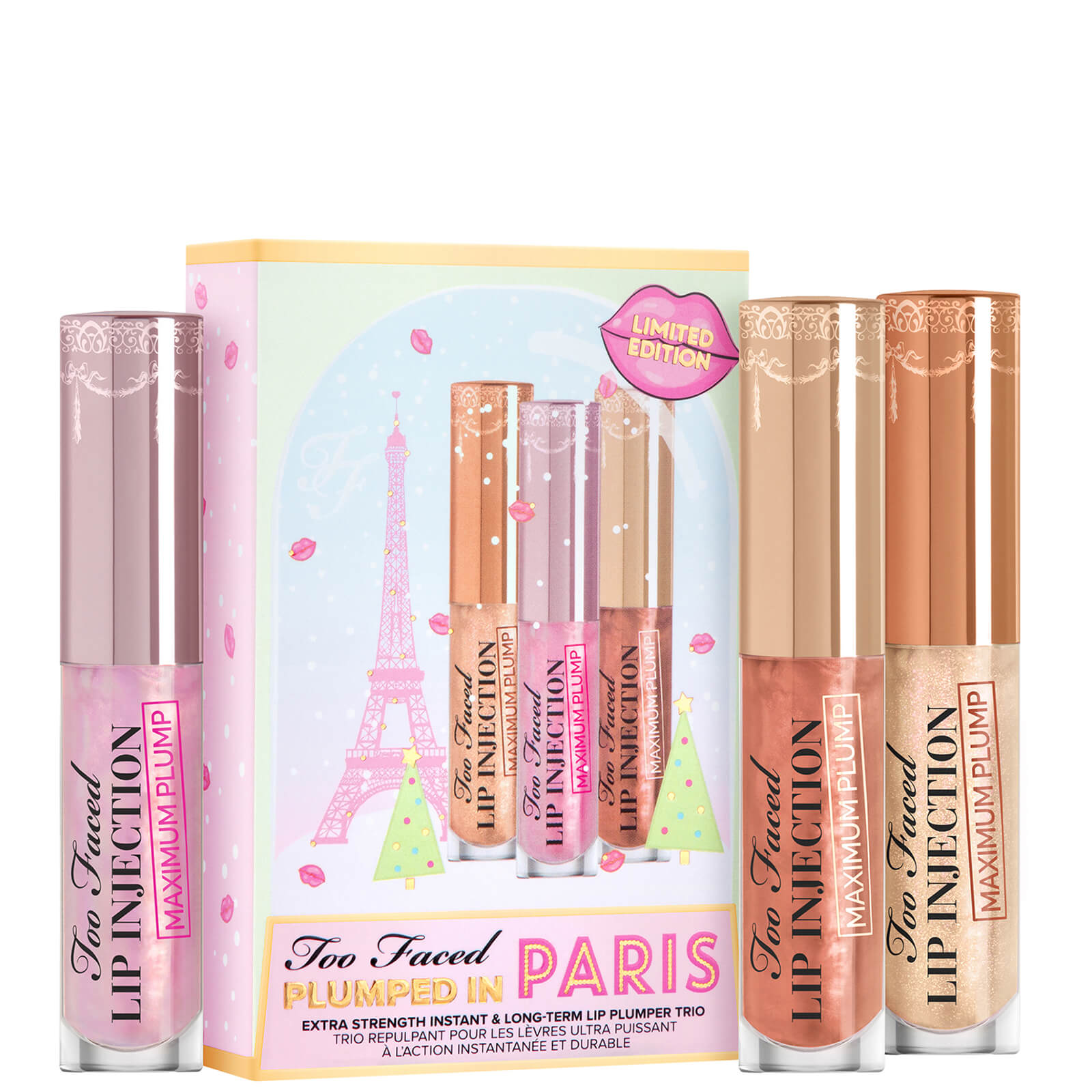 Too Faced Limited Edition Plumped in Paris Lip Injection Lip Plumper Trio Set