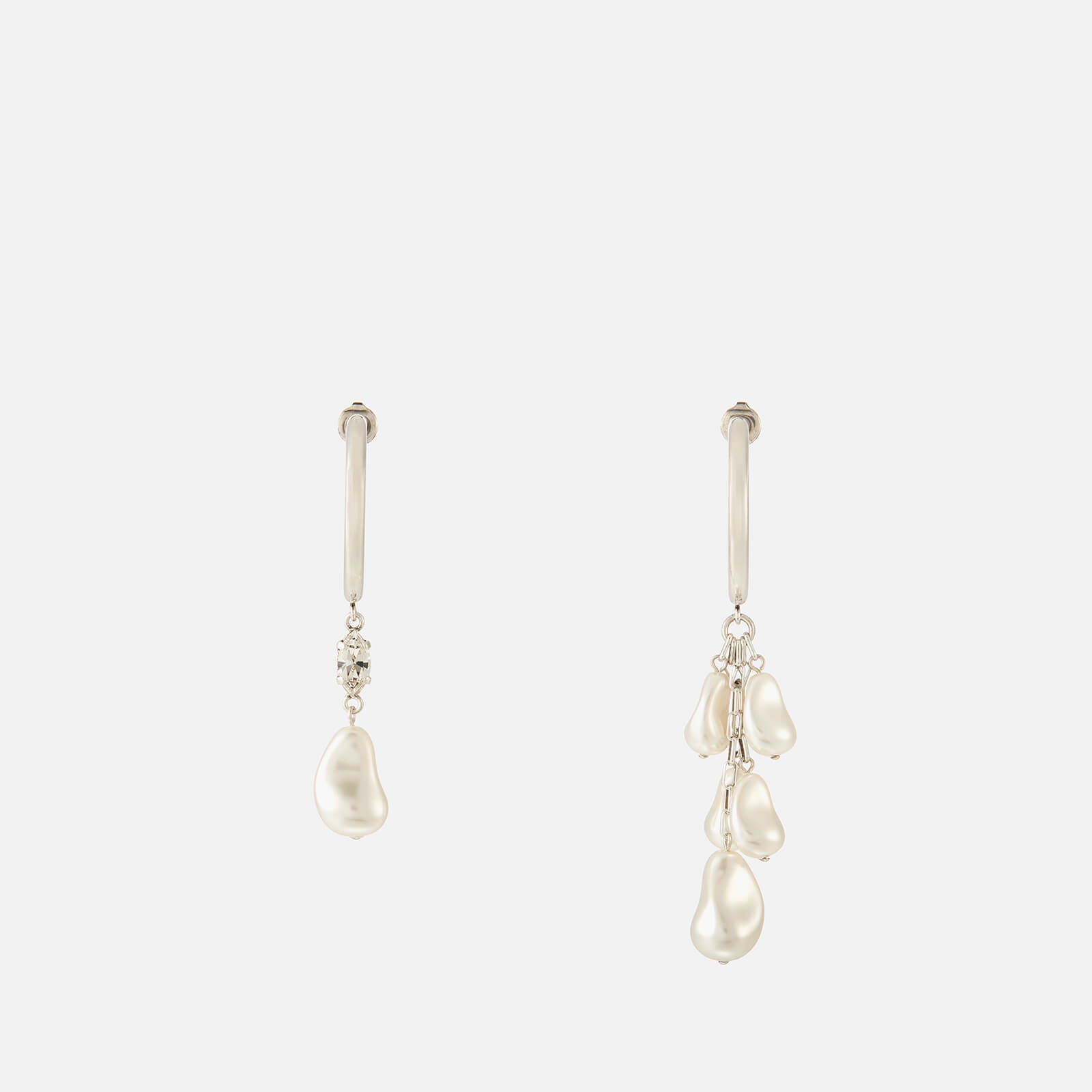 isabel marant asymmetric silver-tone and pearl earrings