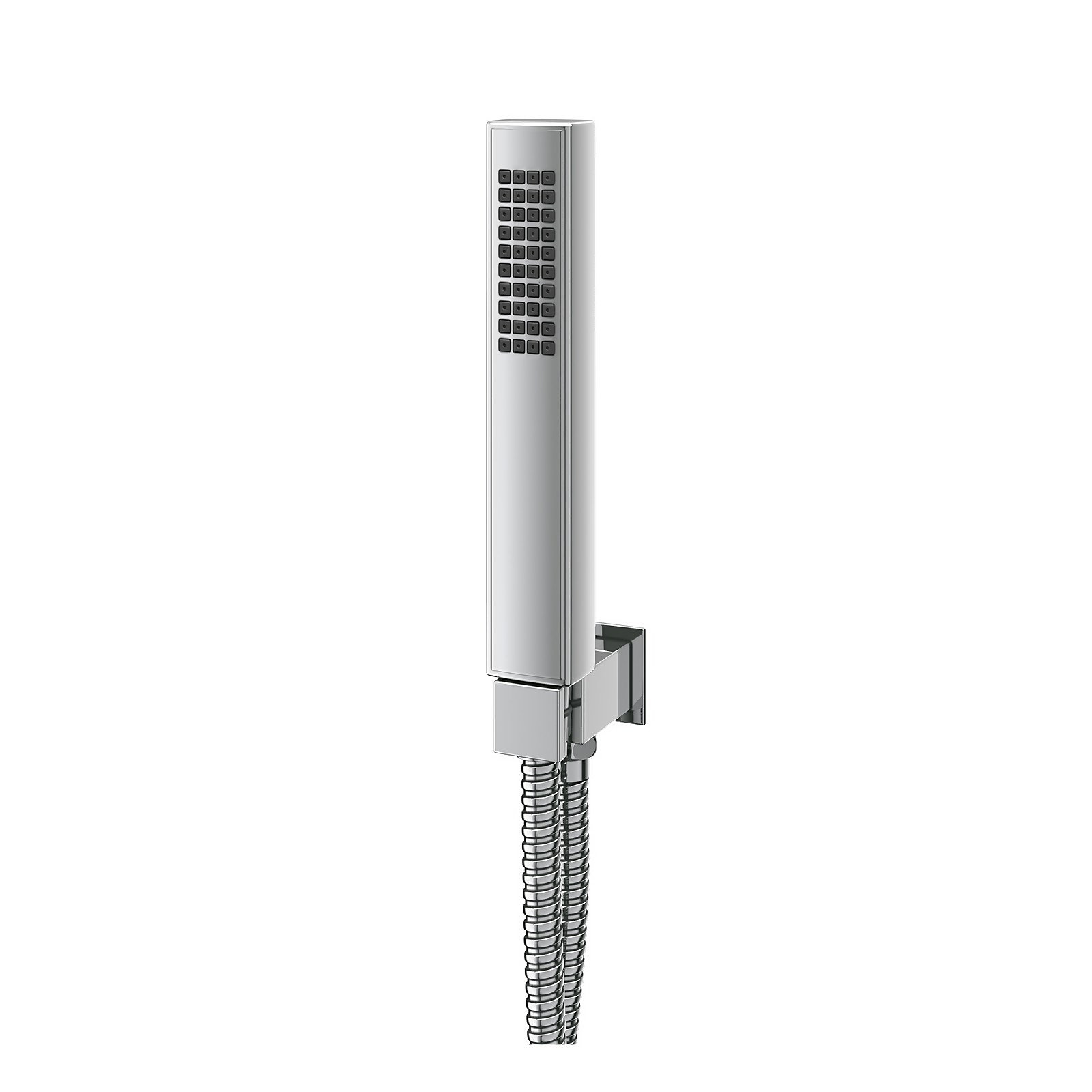 Photo of Square Shower Handset- With Hose- Wall Outlet And Holder - Chrome Finish