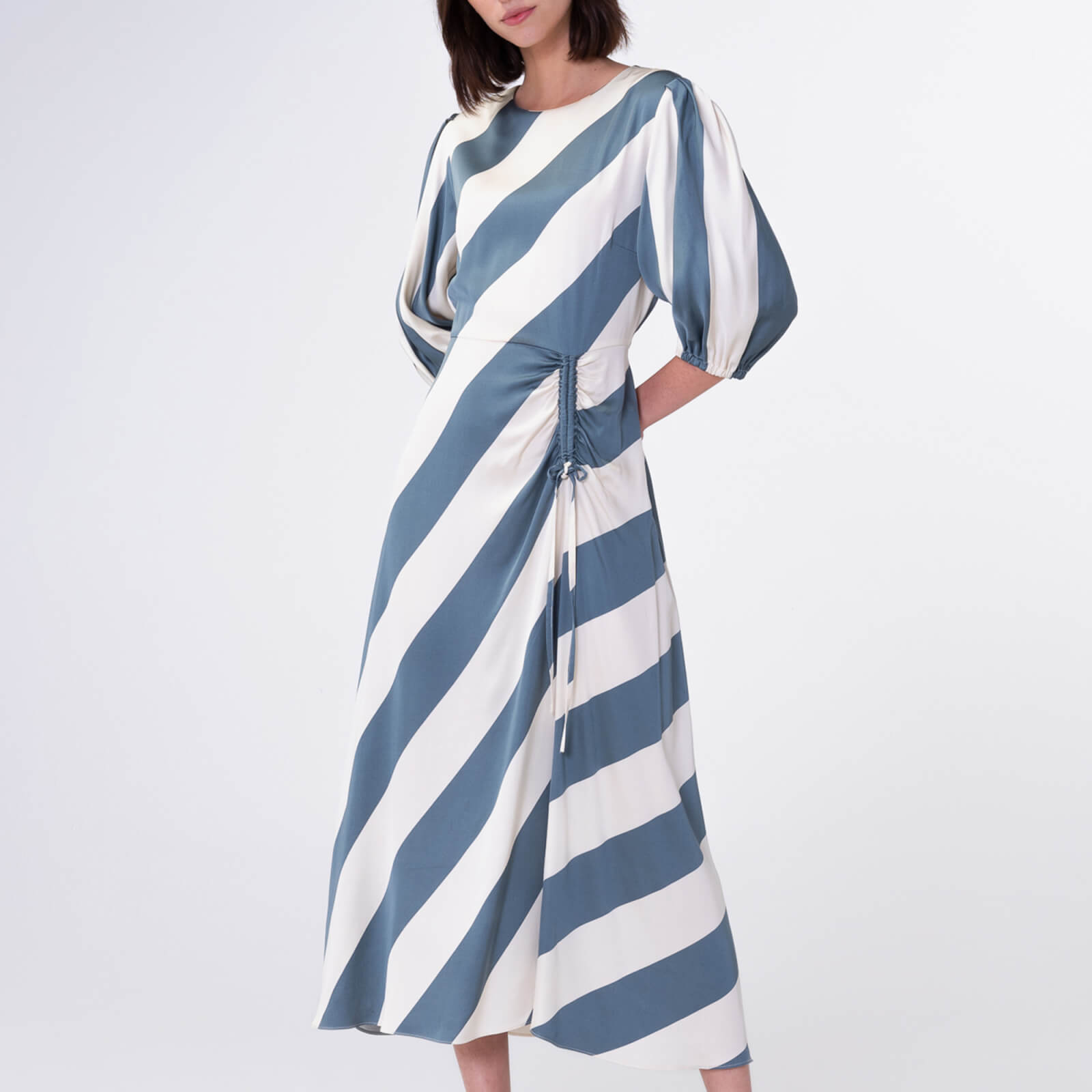 Aligne Getson Humbug Stripe Satin Midi Dress