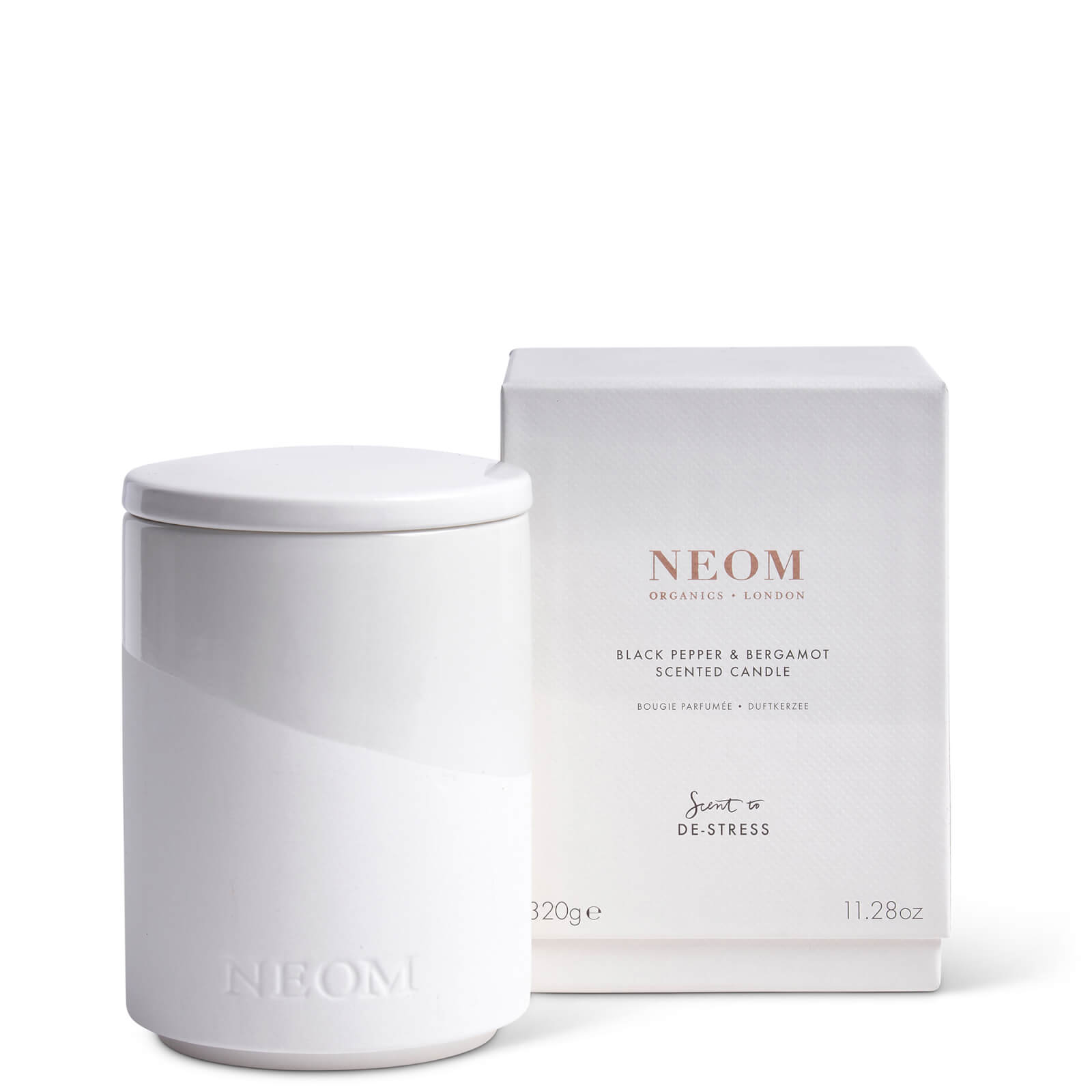 Neom Black Pepper And Bergamot Scented Candle 320g In White