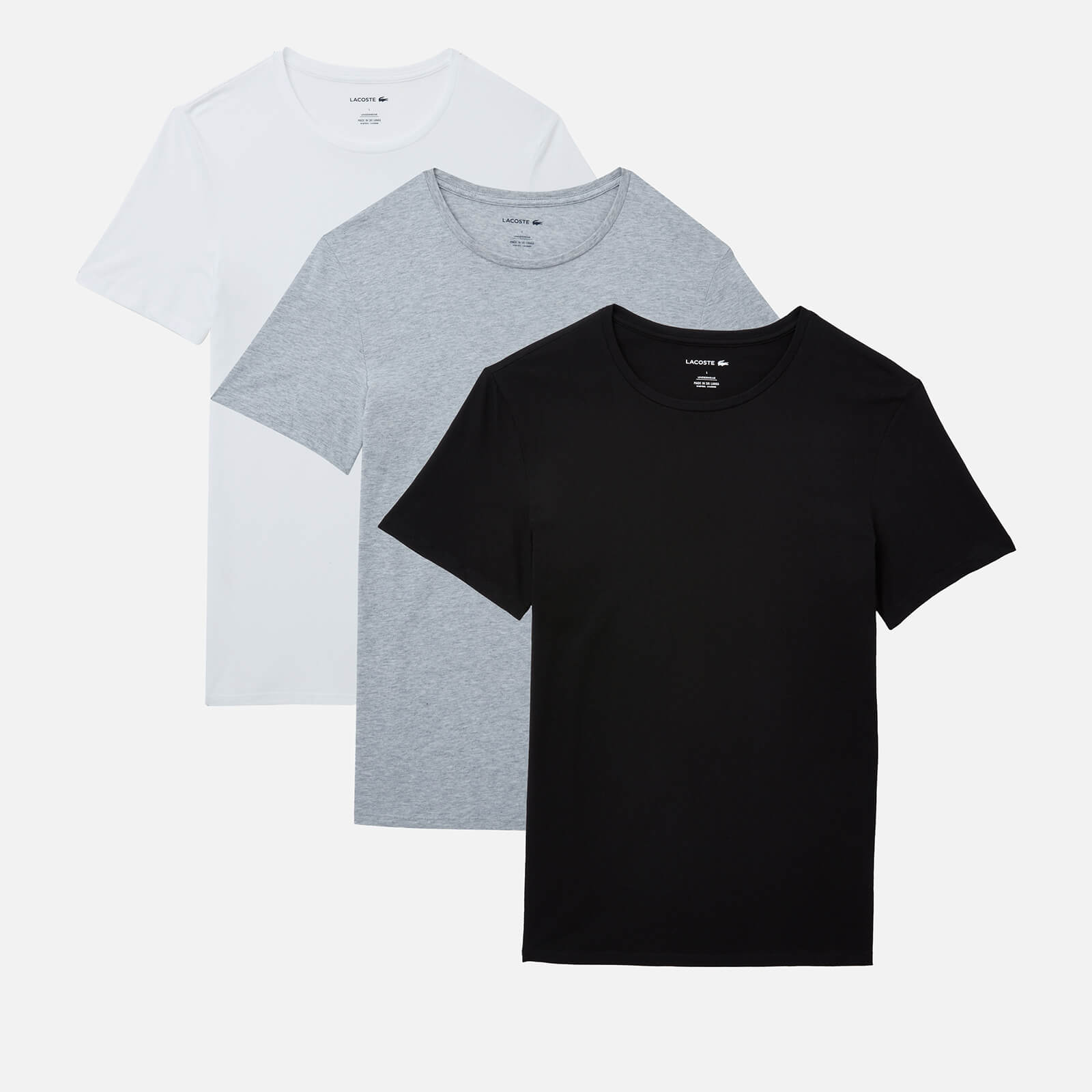 lacoste three-pack crewneck cotton-jersey t-shirts - s