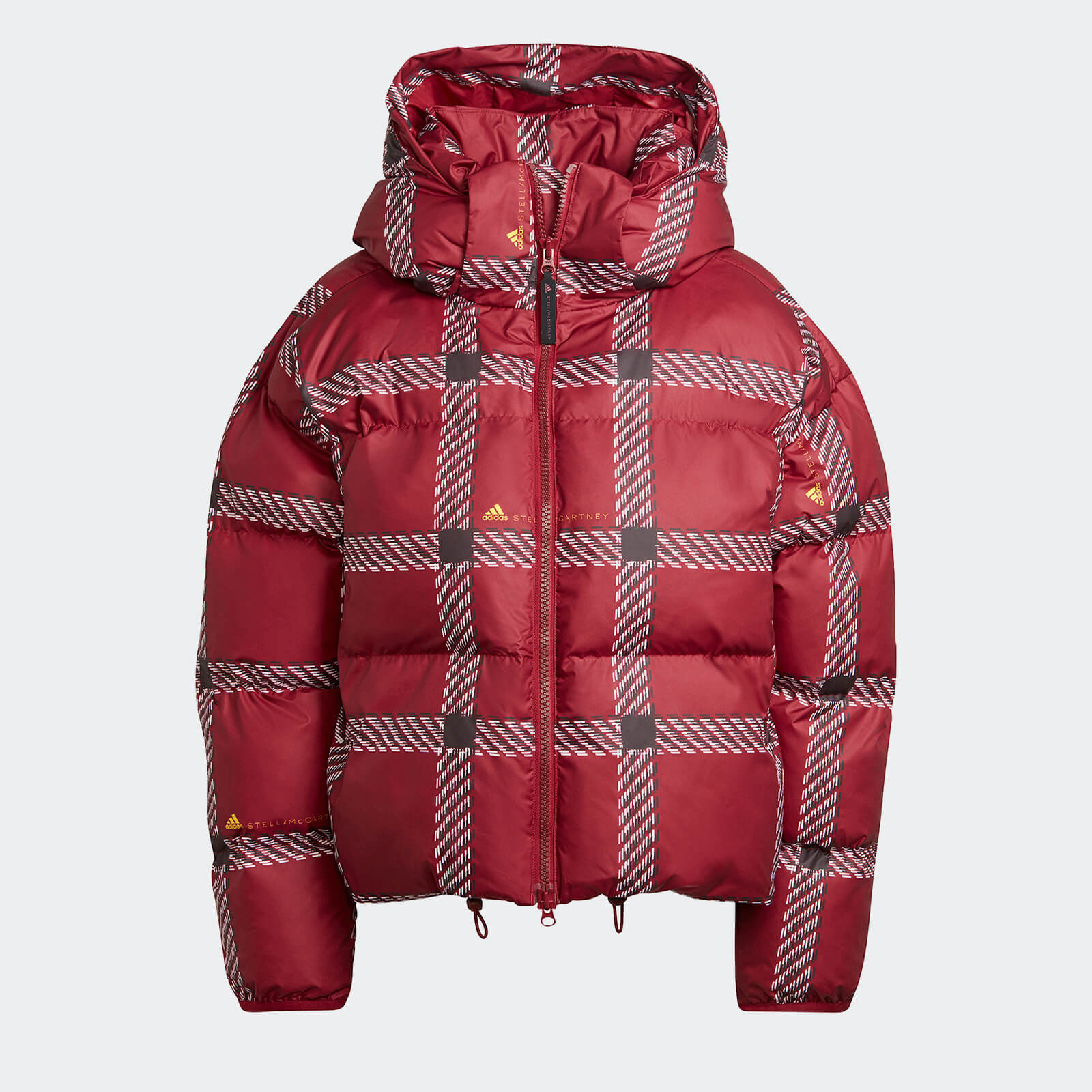 adidas by stella mccartney checked quilted shell puffer jacket - xs
