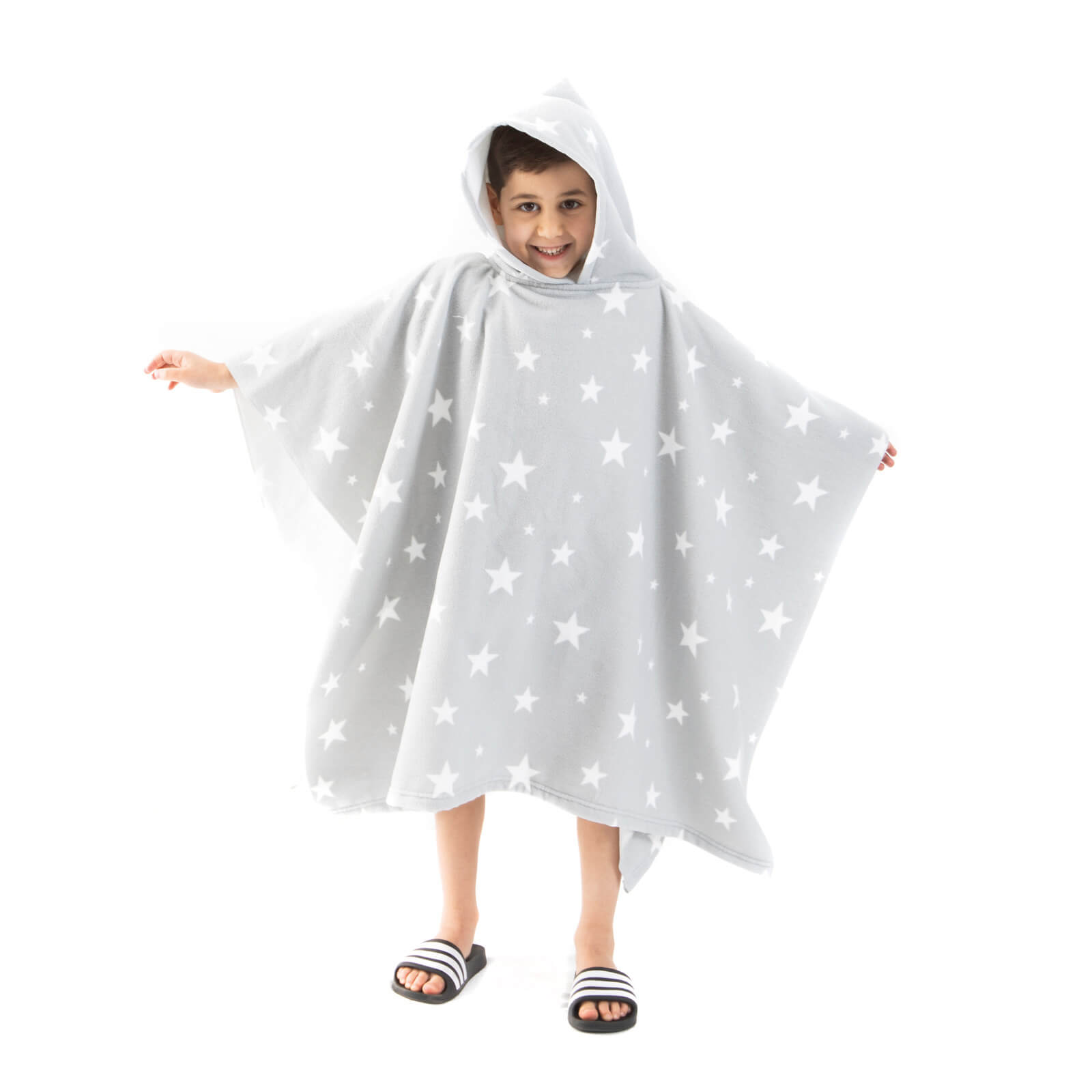 Image of Dreamscene Kids Star Poncho Towel - Grey