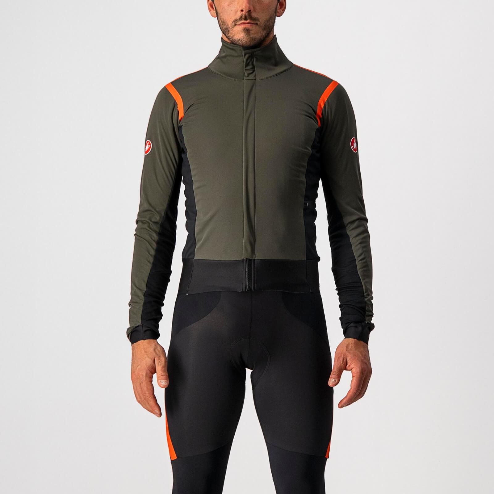 Castelli Alpha Ros 2 Jacket - XL - Military Green/Fiery Red-Silver