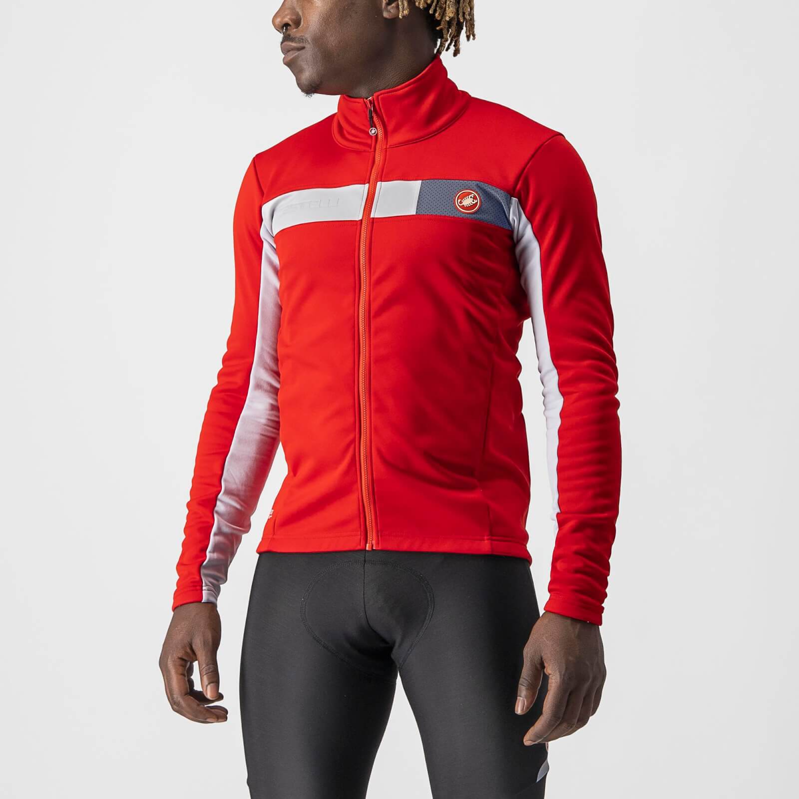 Castelli Mortirolo 6S Jacket - M - Red/Silver Gray-Silver Reflex