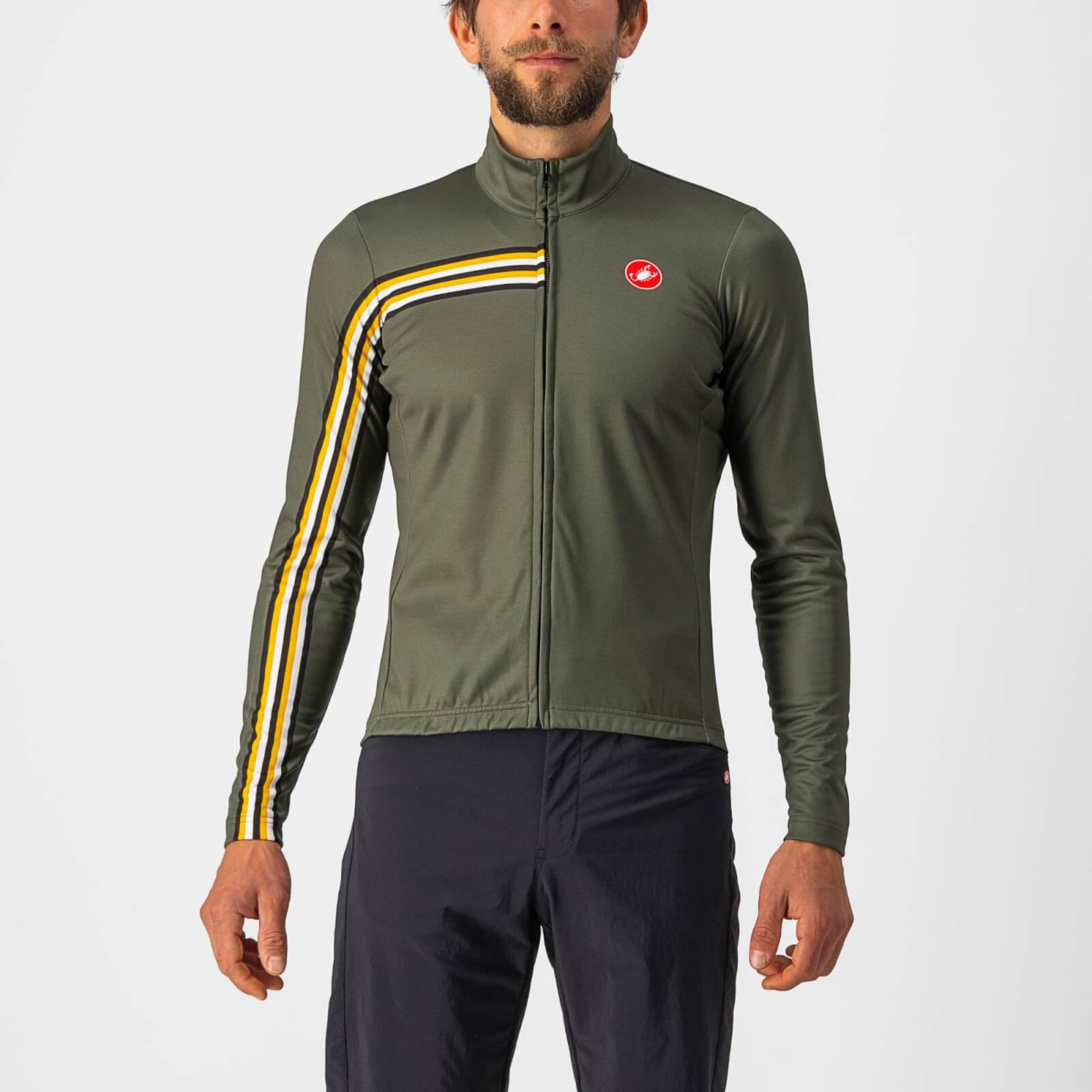 Castelli Unlimited Thermal Jersey - XXL - Military Green/Goldenrod