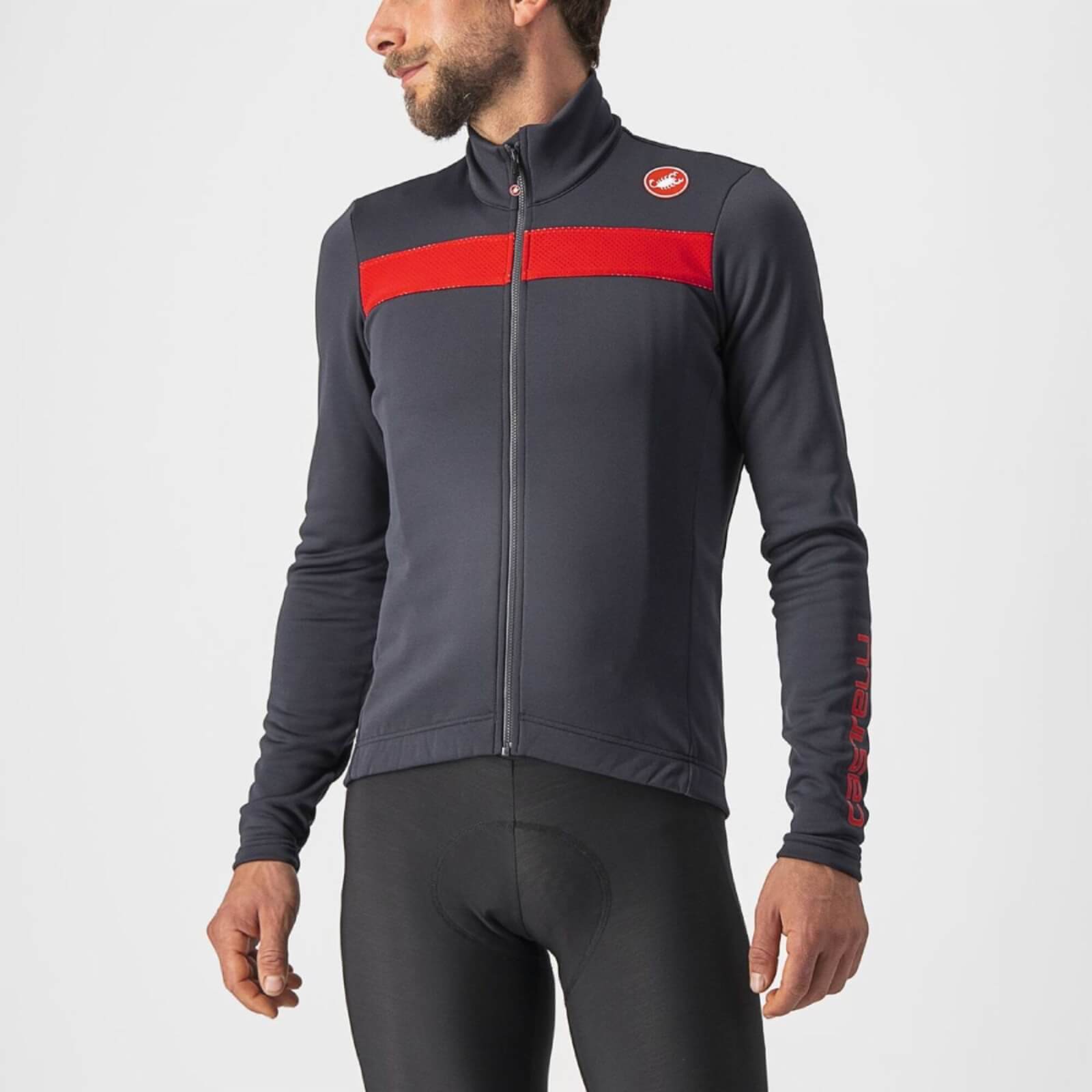 Castelli Puro 3 Jersey FZ - XL - Dark Gray/Red Reflex