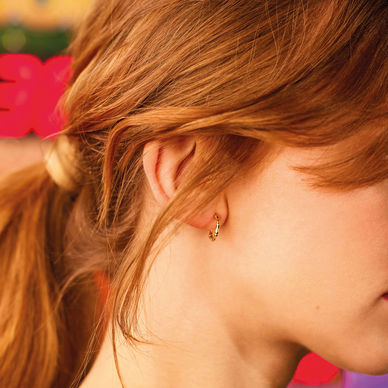 Estella Bartlett Women's Small Bamboo Gold-Plated Hoop Earrings