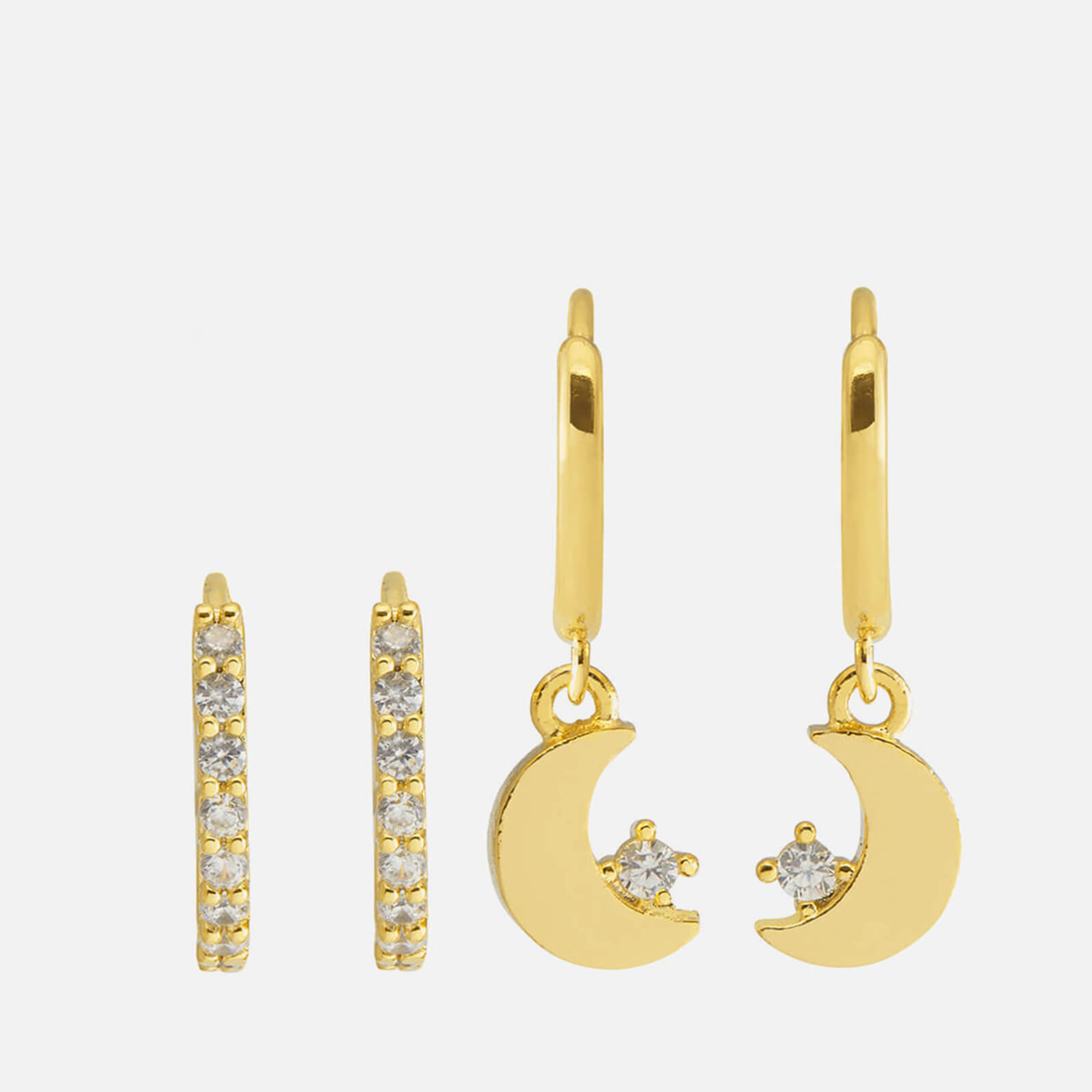 Image of Estella Bartlett Twinkle Set of Two Gold-Plated and Crystal Earrings