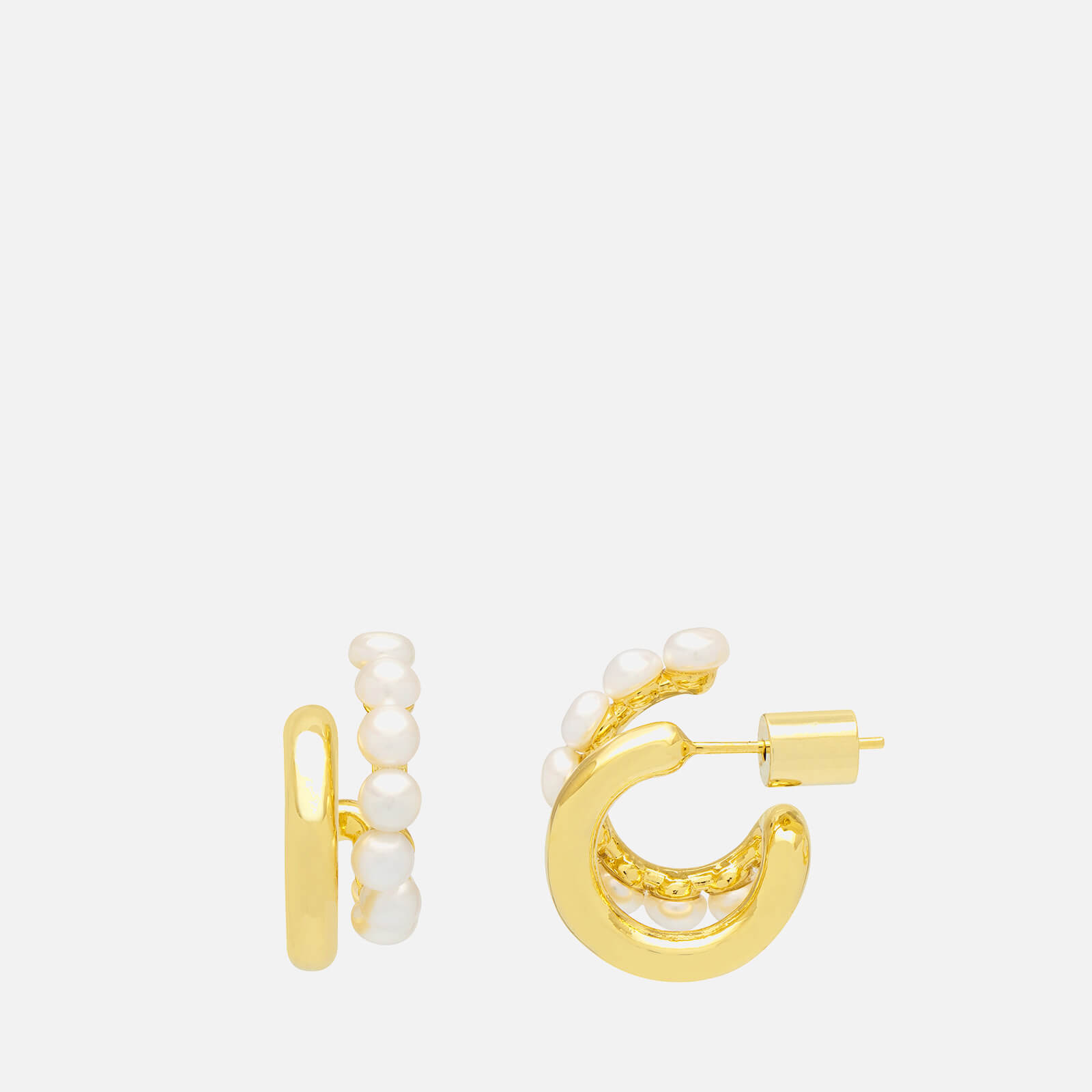 Image of Estella Bartlett Double Illusion Gold-Tone and Pearl Hoop Earrings