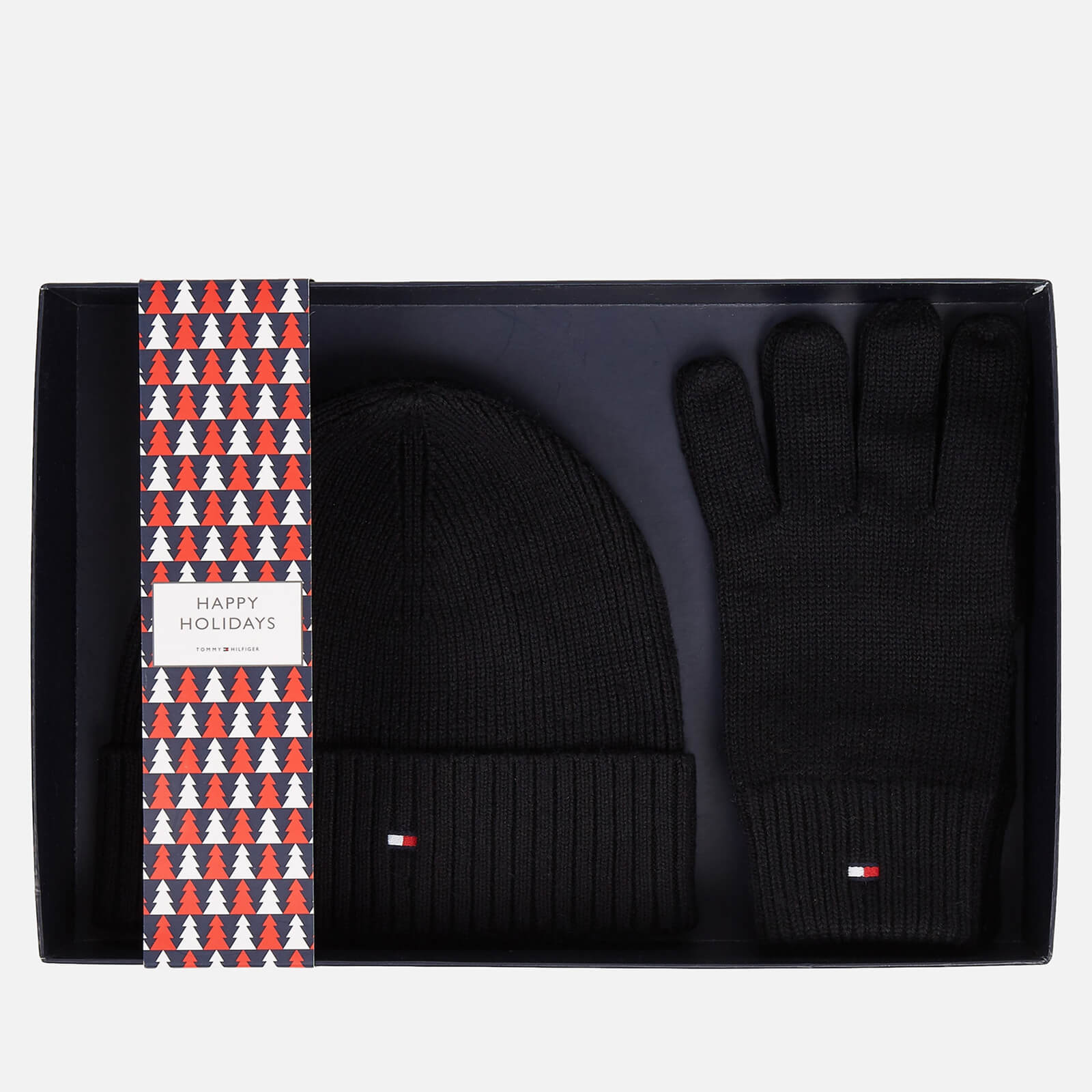 Image of Tommy Hilfiger Essential Cotton-Blend Beanie & Gloves Set