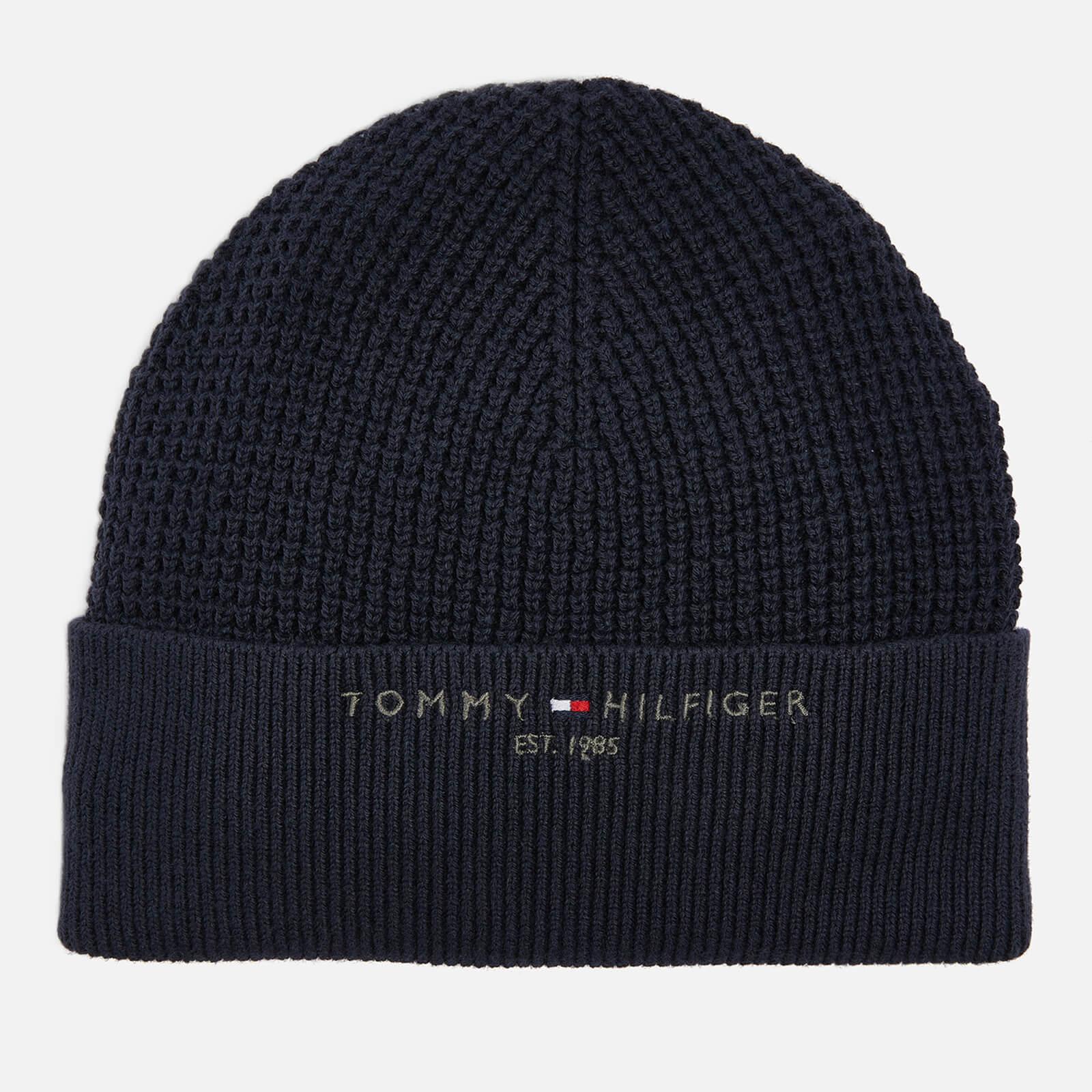 Image of Tommy Hilfiger Horizon Ribbed-Knit Cotton Scarf and Beanie Set
