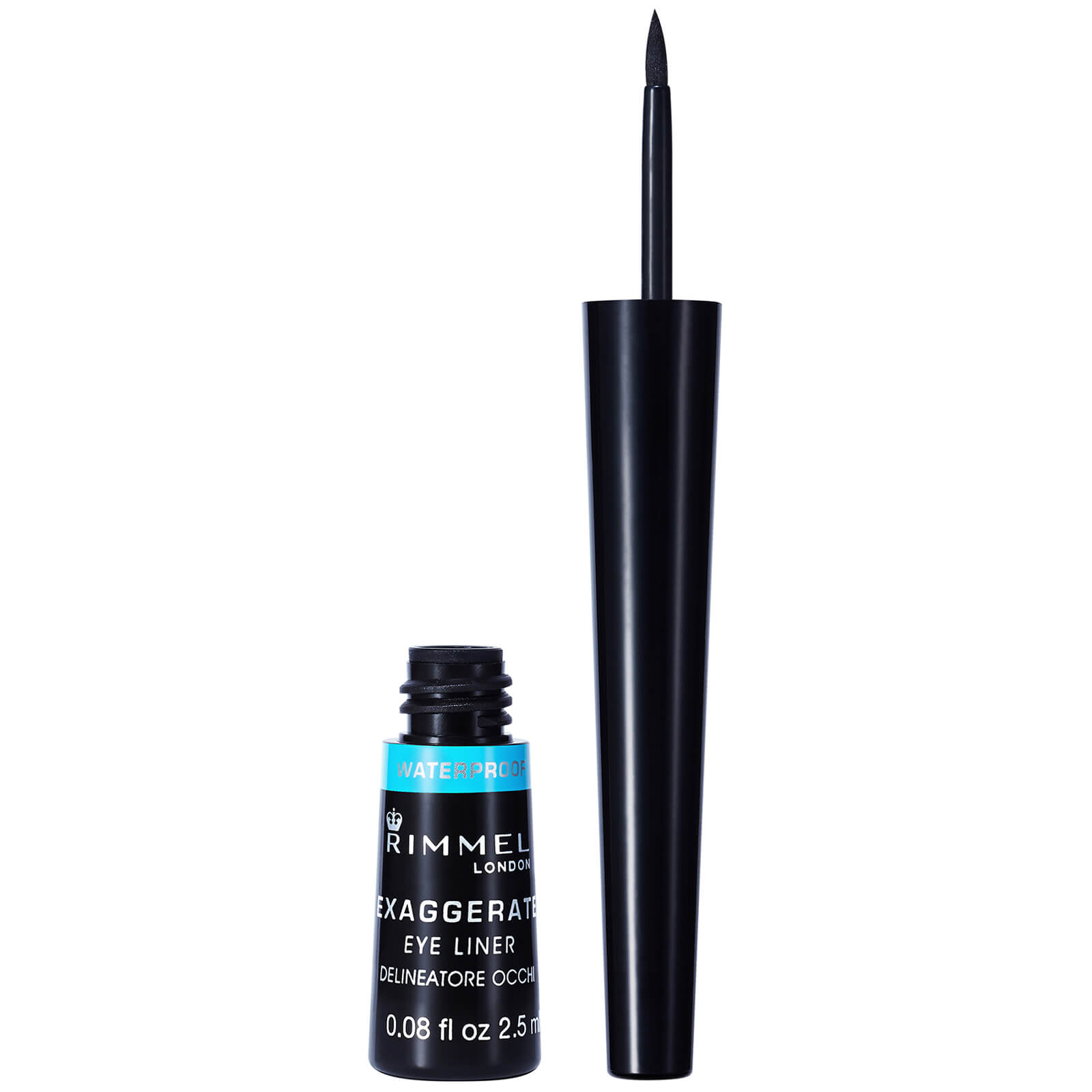 Rimmel London Exaggerate Waterproof Liquid Eyeliner – 01 – Black, 2.5ml In White