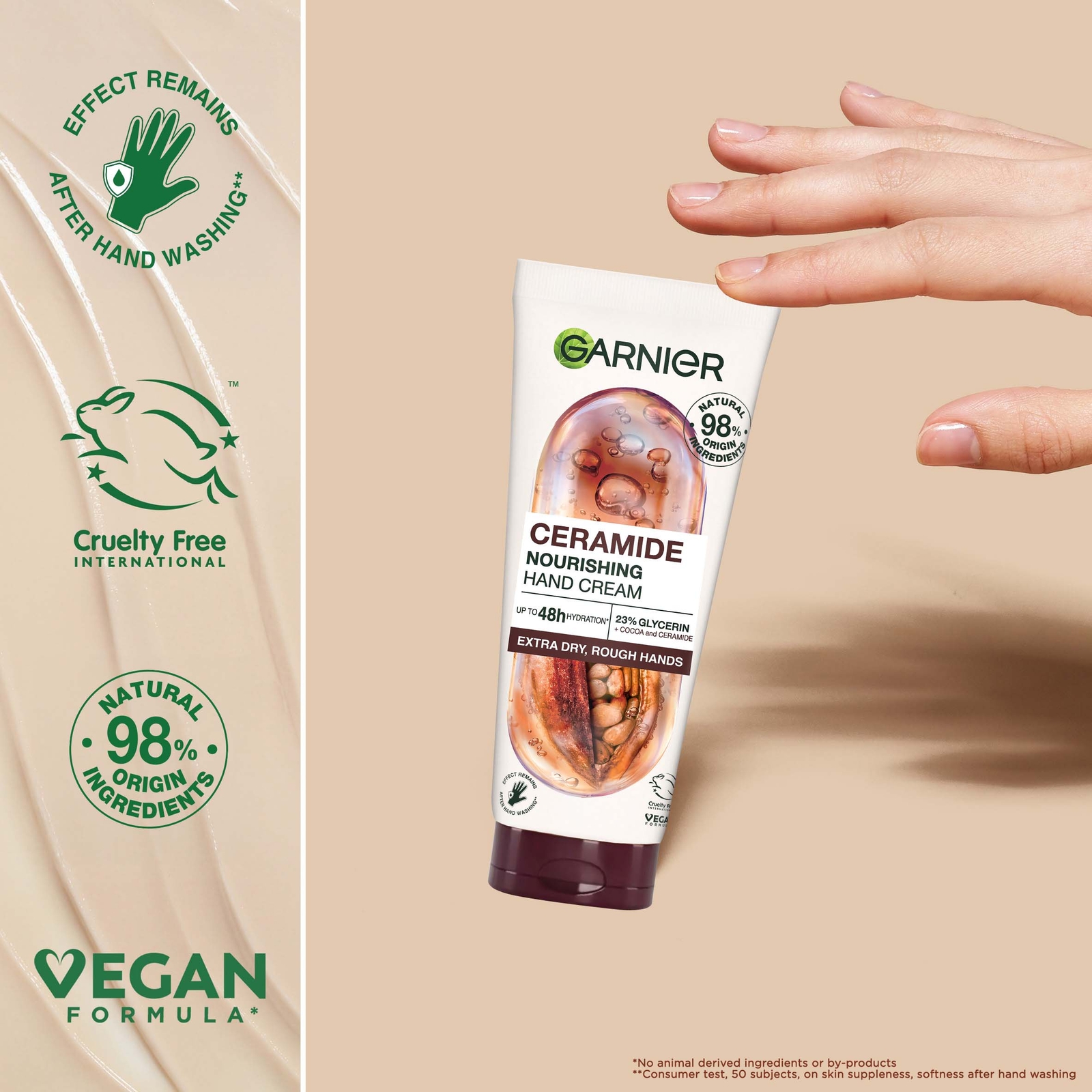 Thumbnail - Garnier Vegan Hand Superfood, Repairing Hand Cream with Cocoa and Ceramide for Very Dry, Rough Hands 75ml