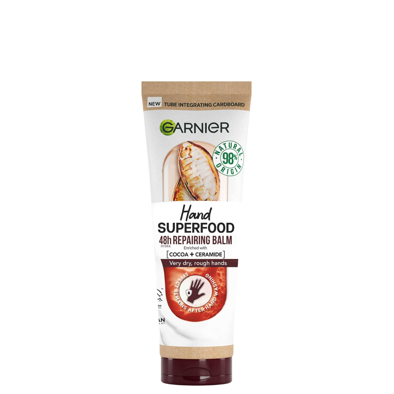 Garnier New  Hand Superfood, Repairing Hand Cream, With Cocoa And Ceramide, Hand Cream For Very Dry,  In White