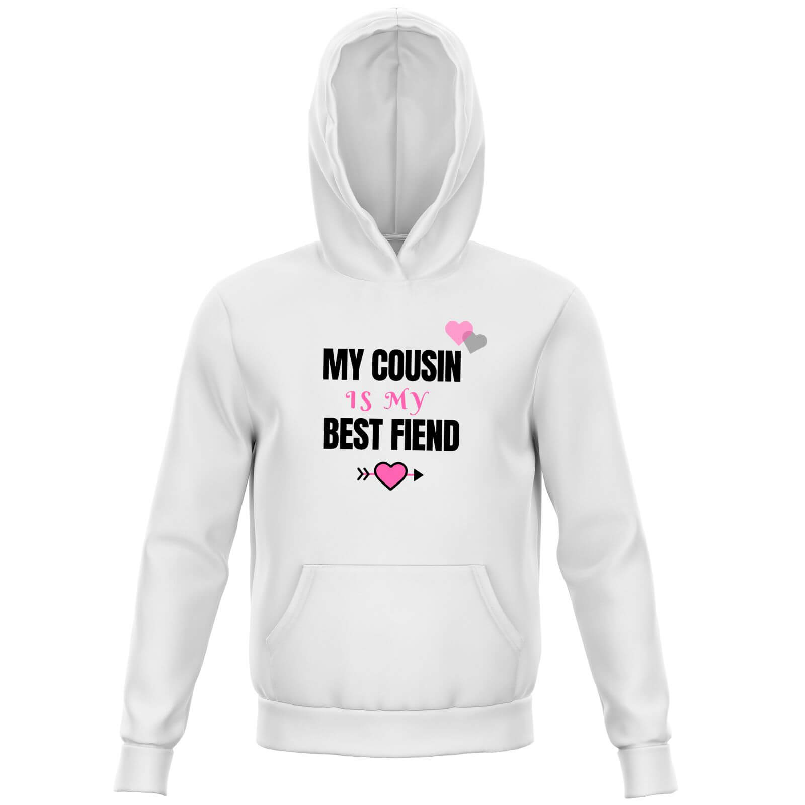 Cousin Best Friend Pink Big And Beautiful Kids' Hoodie - White - 11-12 Years - White