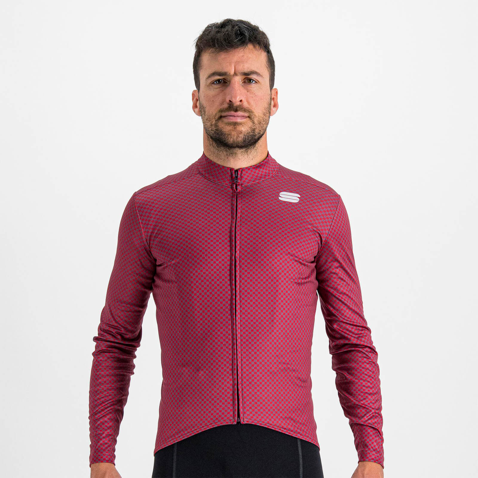 Sportful Checkmate Thermal Jersey Xl Prune Red Rumba Pompelmo