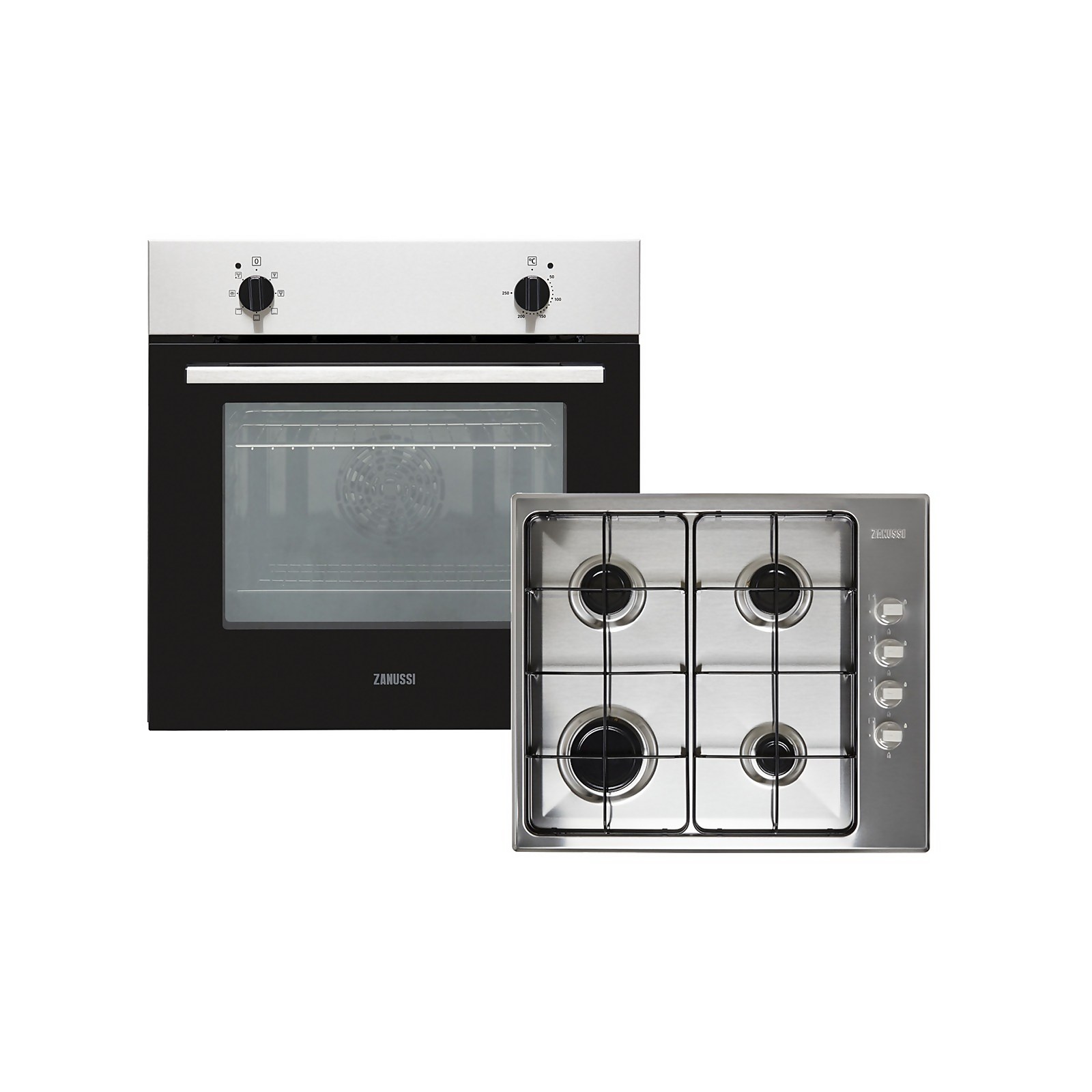 Zanussi ZPG2000BXA Built In Electric Single Oven and Gas Hob Pack - Stainless Steel
