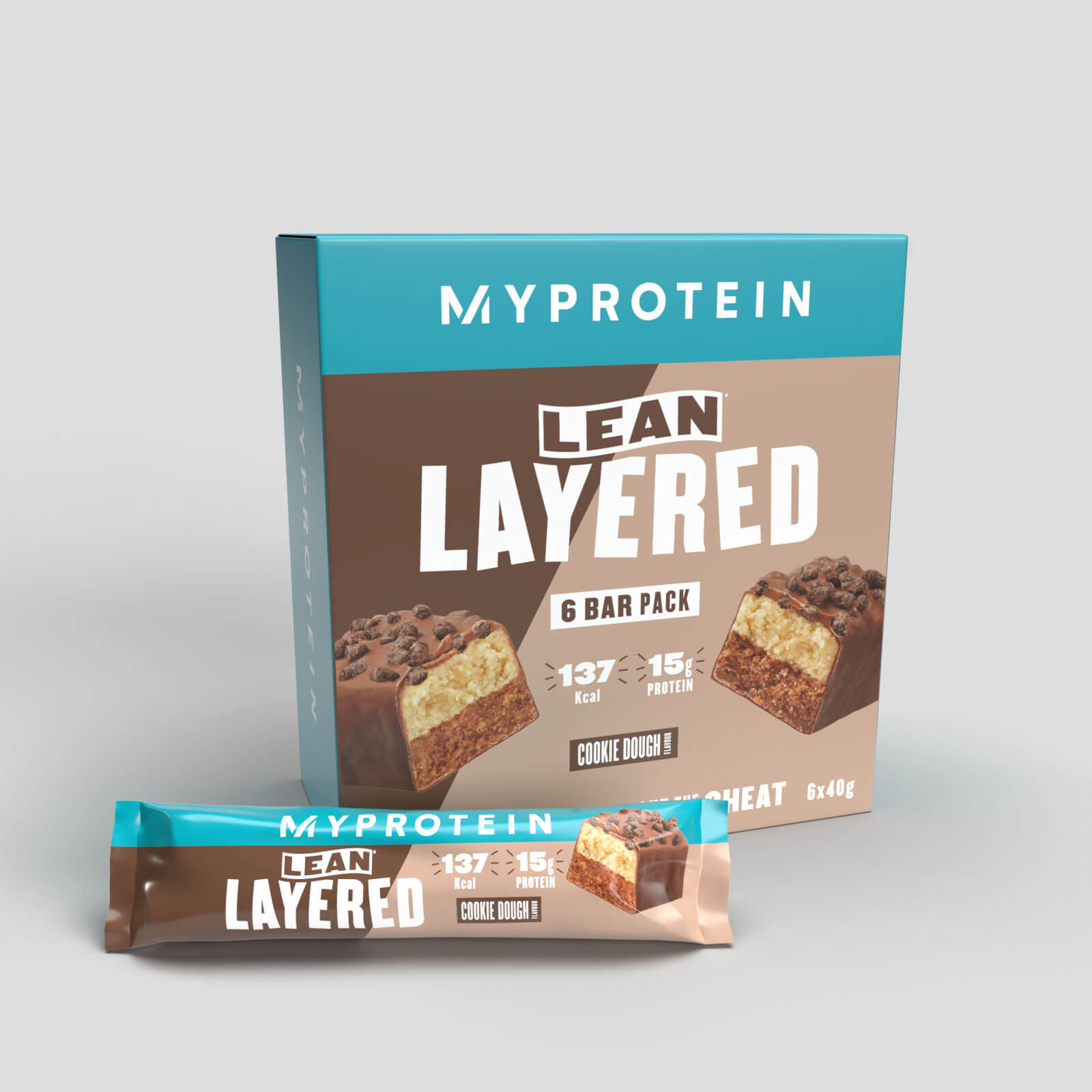 Image of Lean layered bar - 6 x 40g - Cioccolato e cookie dough