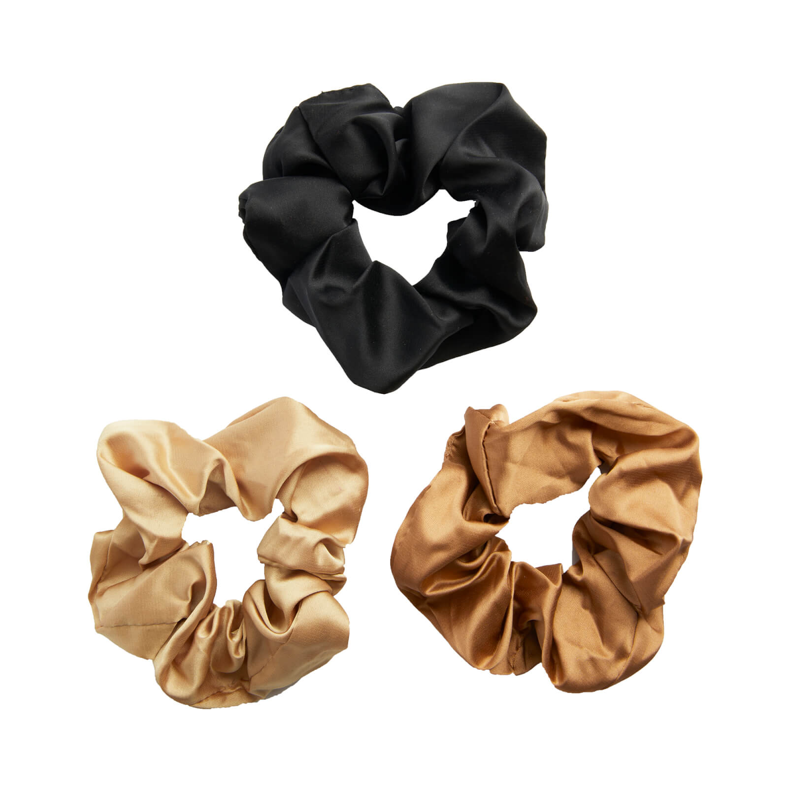 Revolution Haircare 3 Pack Satin Wide Scrunchie - Black/blush/nude In White