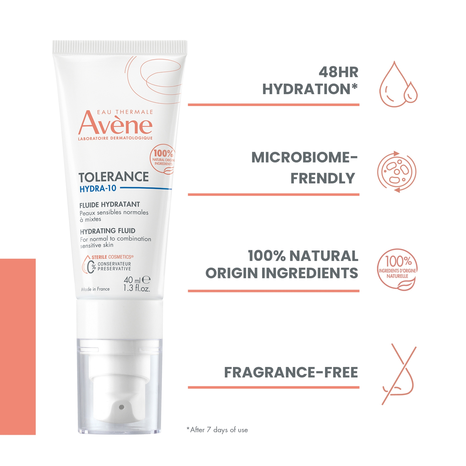 Thumbnail - Avène Tolerance Hydra-10 Moisturising Fluid for Sensitive Skin 40ml