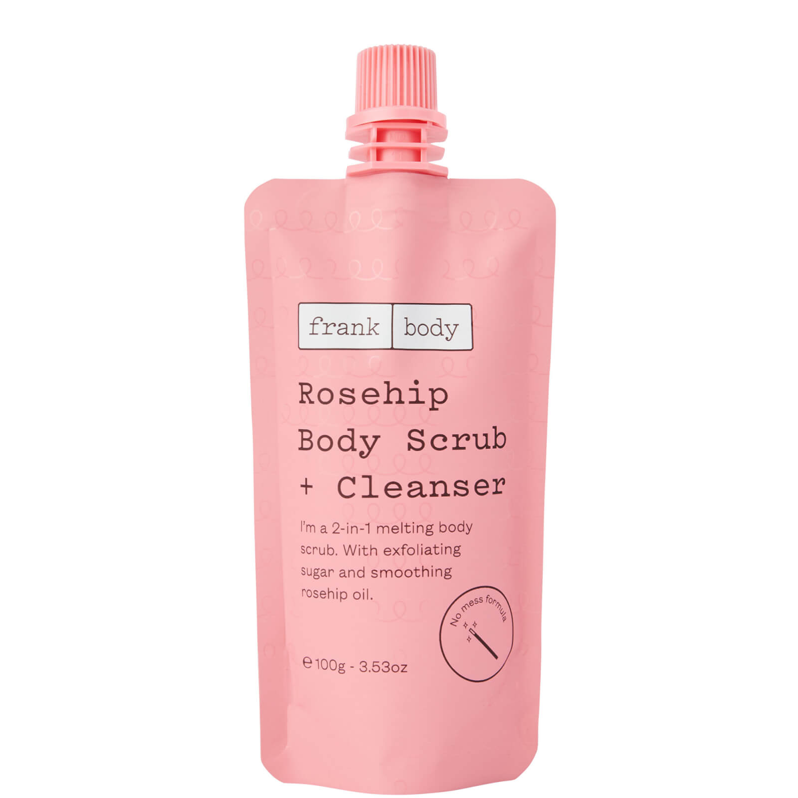 Frank Body Rosehip Body Scrub And Cleanser 100g In Pink