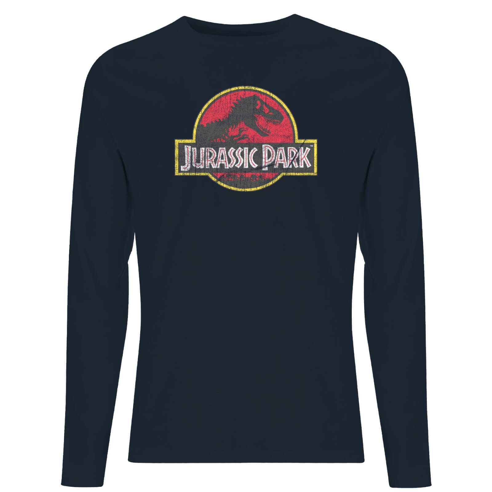Jurassic Park Logo Men's Long Sleeve T-Shirt - Navy - Xs - Navy Blauw