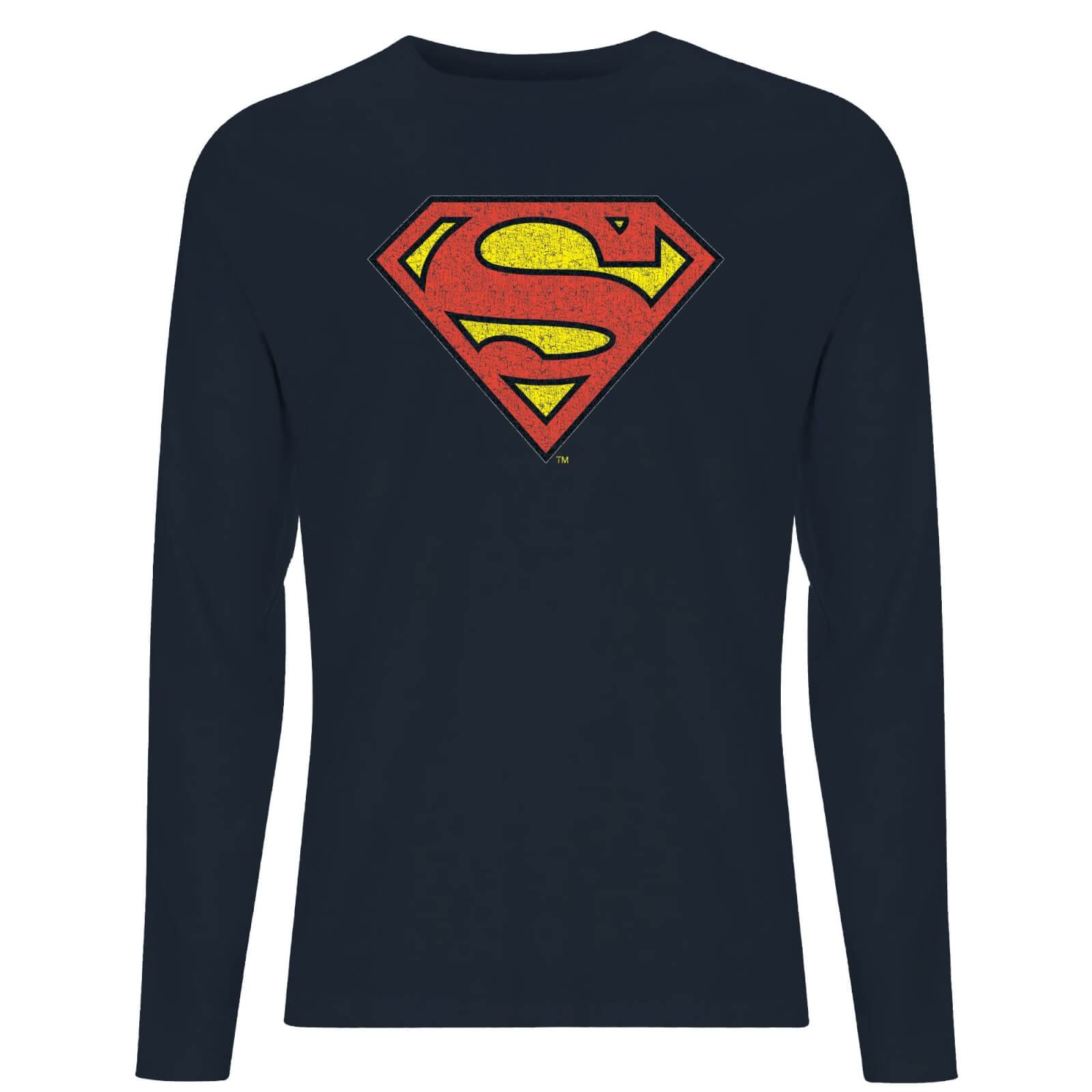 Superman Crackle Logo Men's Long Sleeve T-Shirt - Navy - XL - Blu Navy