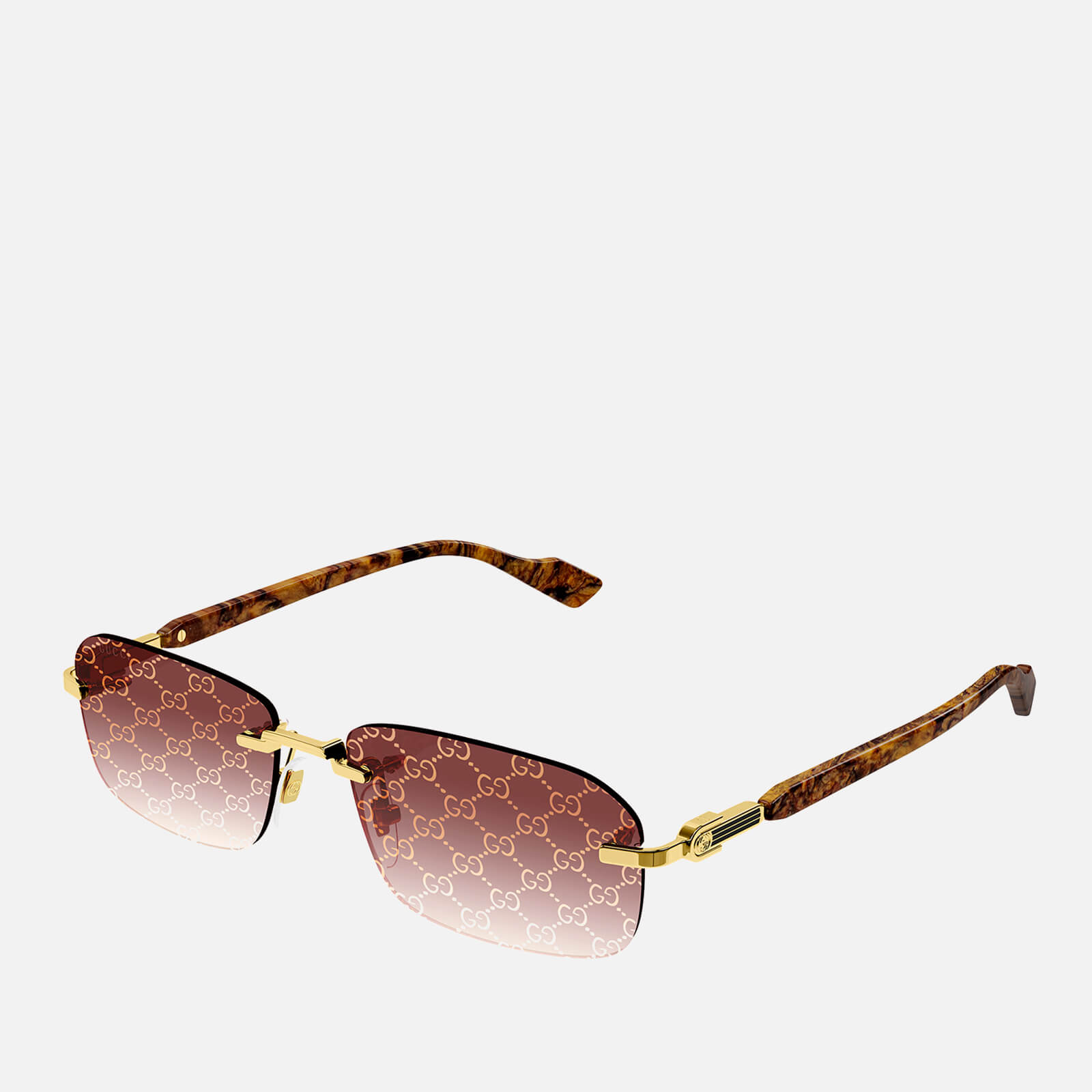 Gucci Rectangular Motif Lens Metal Sunglasses