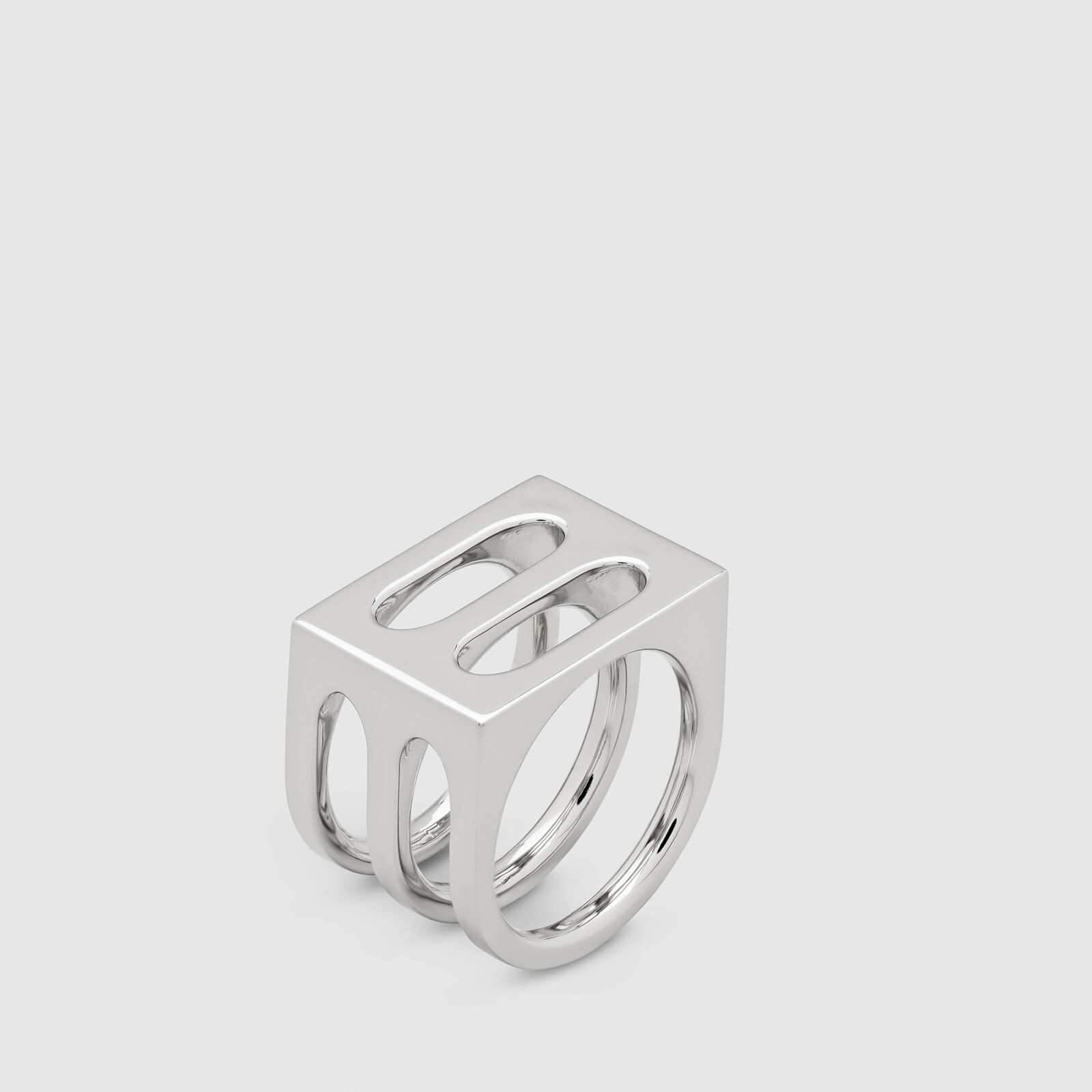 Tom Wood Cage Sterling Silver Double Ring - 58/18.55mm