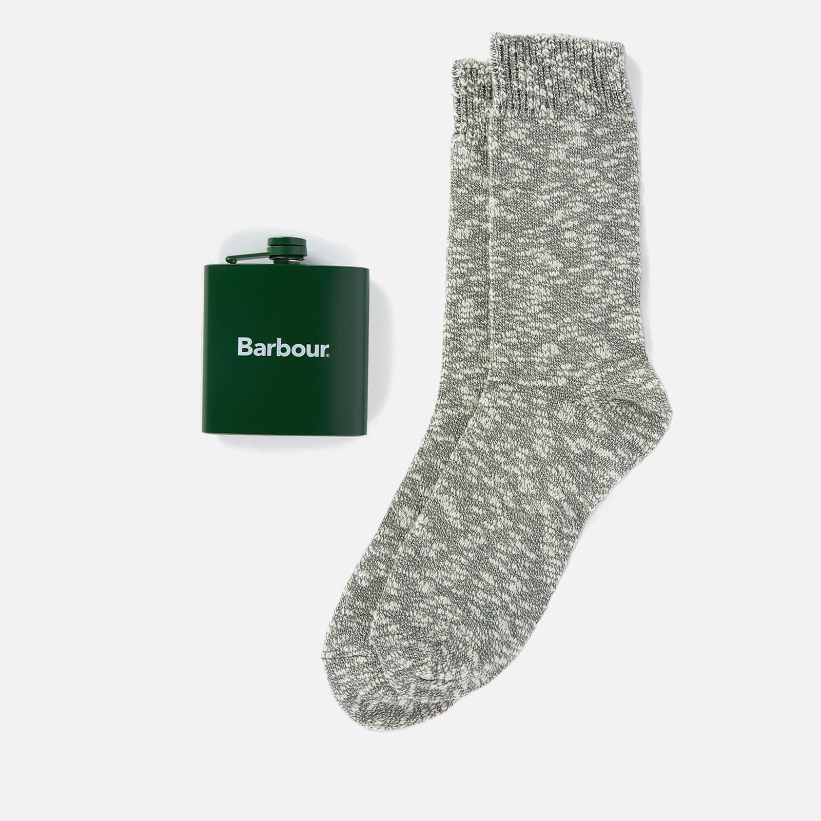 Image of Barbour Hip Flask and Cotton-Blend Socks Set