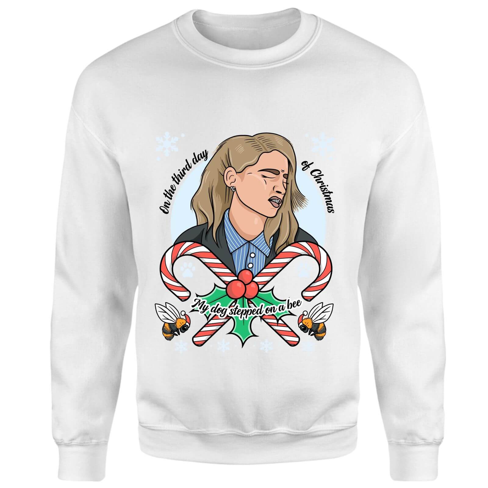 On The Third Day Of Christmas My Dog Stepped On A Bee Amber Heard Christmas Sweatshirt - White - XS - White