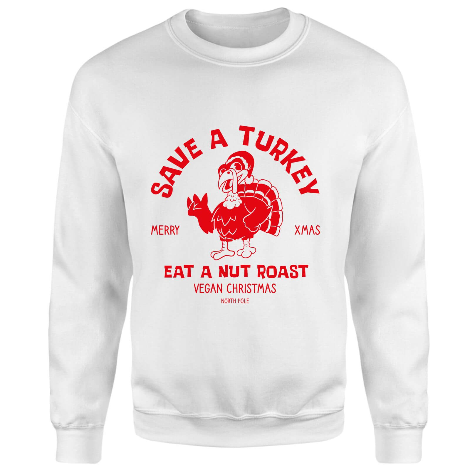 Save A Turkey Eat A Nut Roast Sweatshirt - White - XS - White