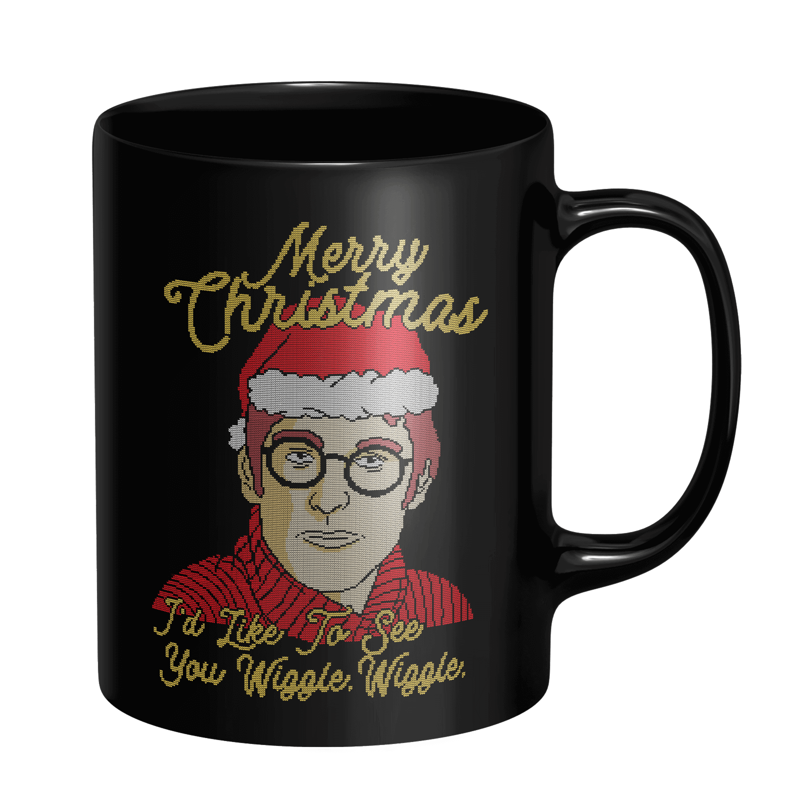 Merry Christmas I'd Like To See You Wiggle Wiggle Mug - Black