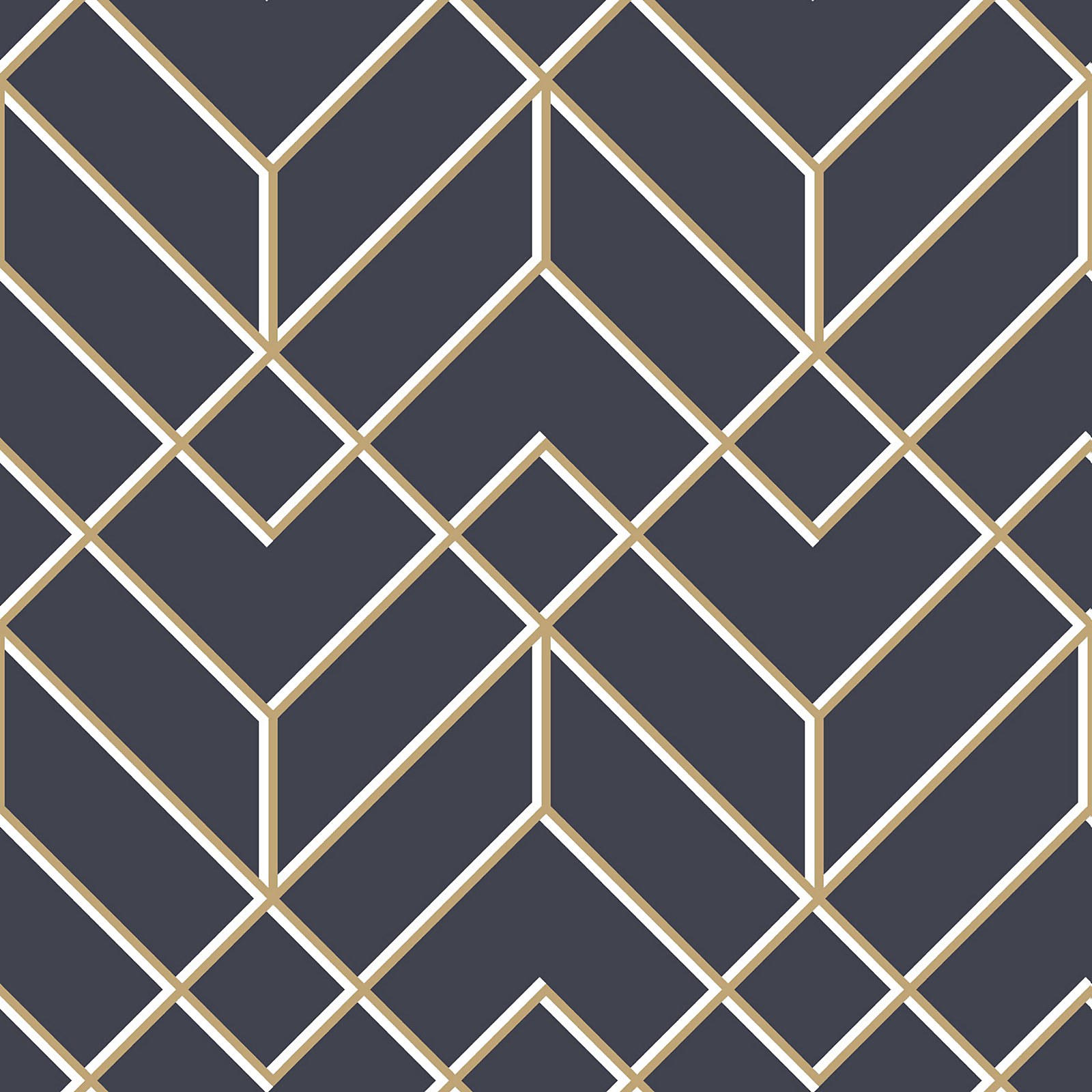 Photo of Superfresco Easy Losanges Filaires Navy Gold Paste The Wall Wallpaper