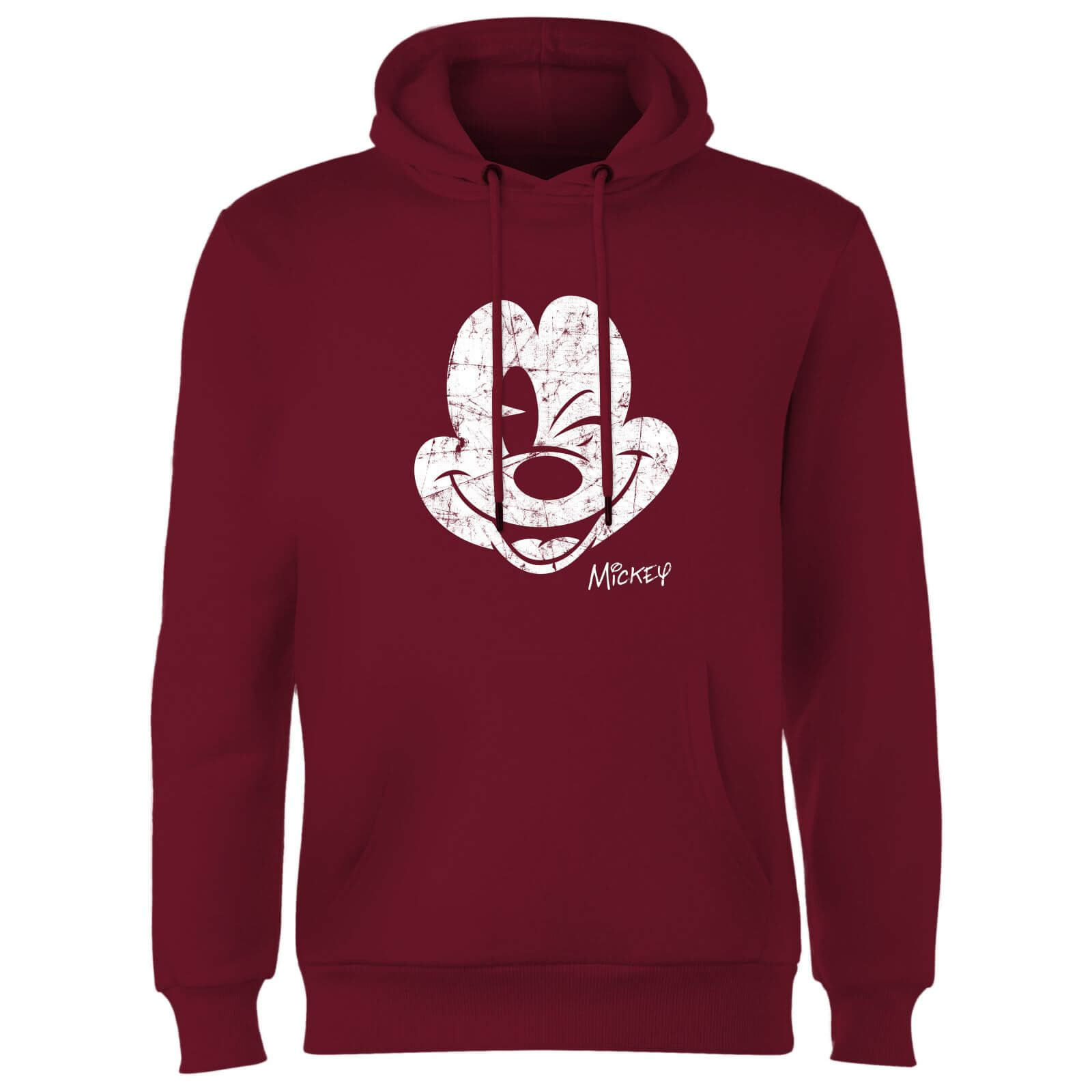 Disney Mickey Mouse Worn Face Hoodie - Burgundy - XXL - Burgundy