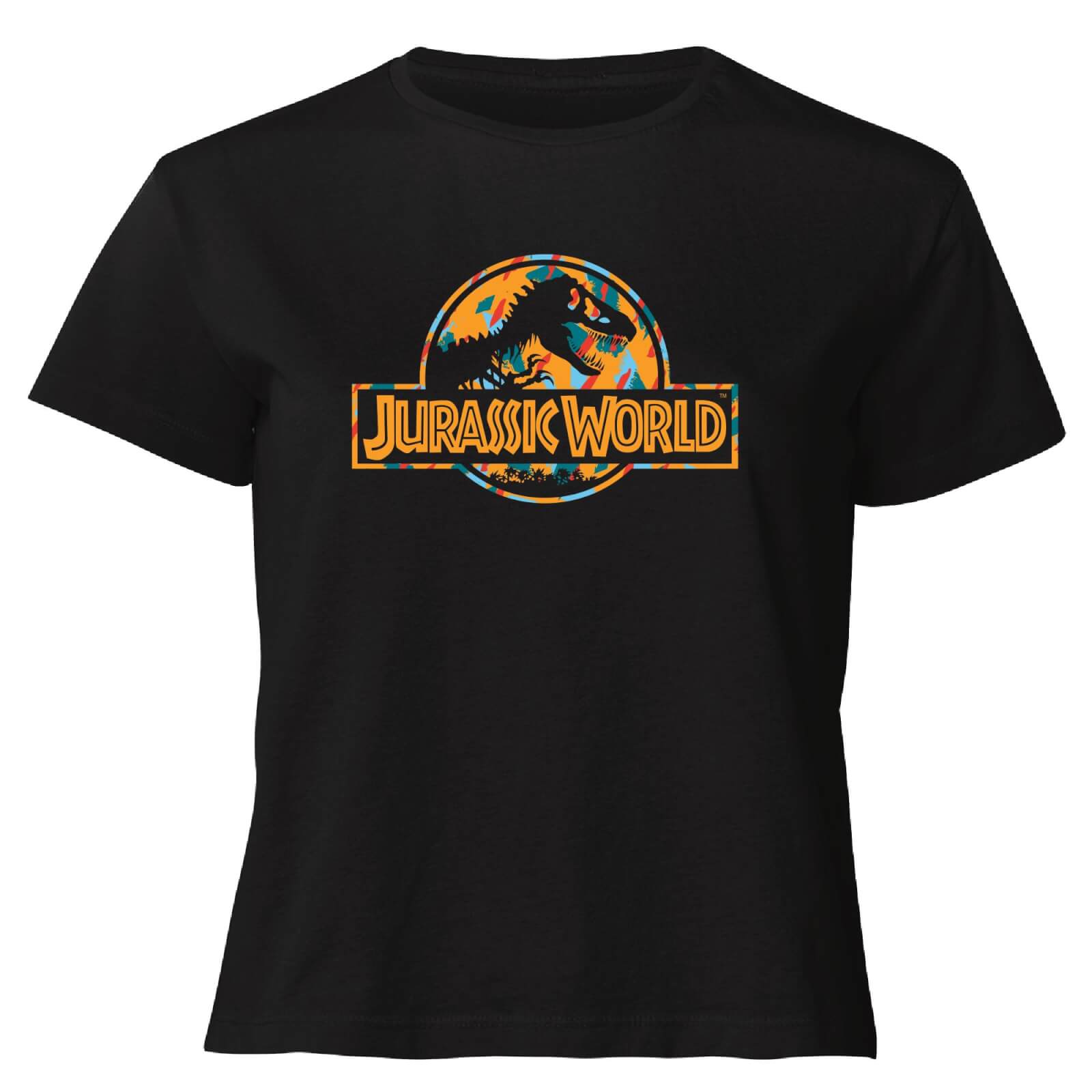 Jurassic Park Logo Tropical Women's Cropped T-Shirt - Black - XS - Nero
