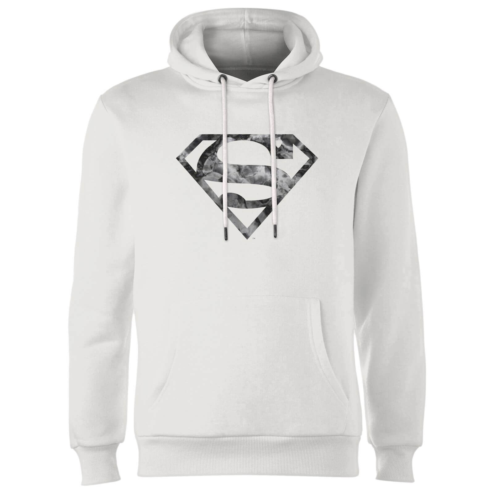 Marble Superman Logo Hoodie - White - S - Bianco