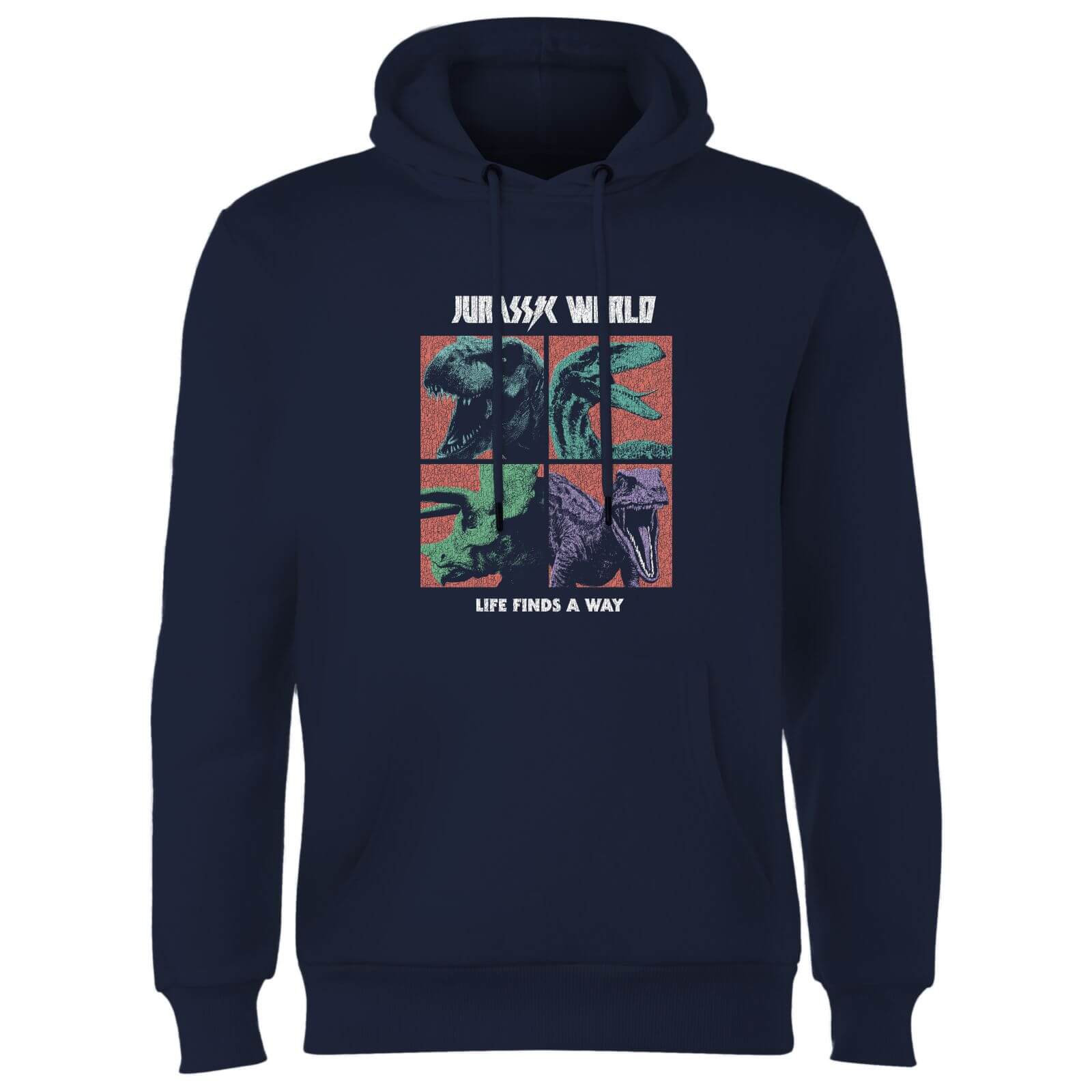 

Jurassic Park World Four Colour Faces Hoodie - Navy - S - Blu Navy