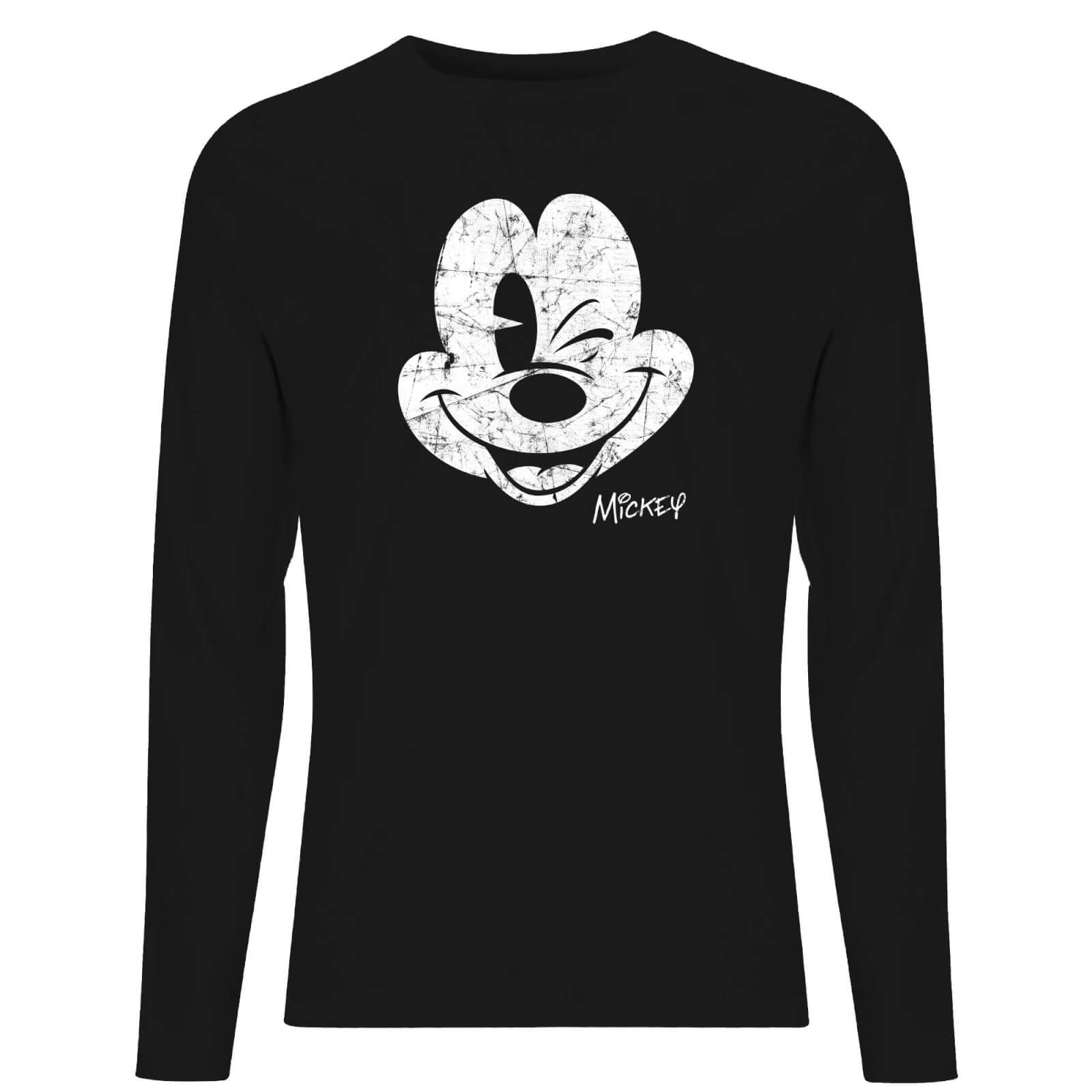 Disney Mickey Mouse Worn Face Men's Long Sleeve T-Shirt - Black - XS - Black