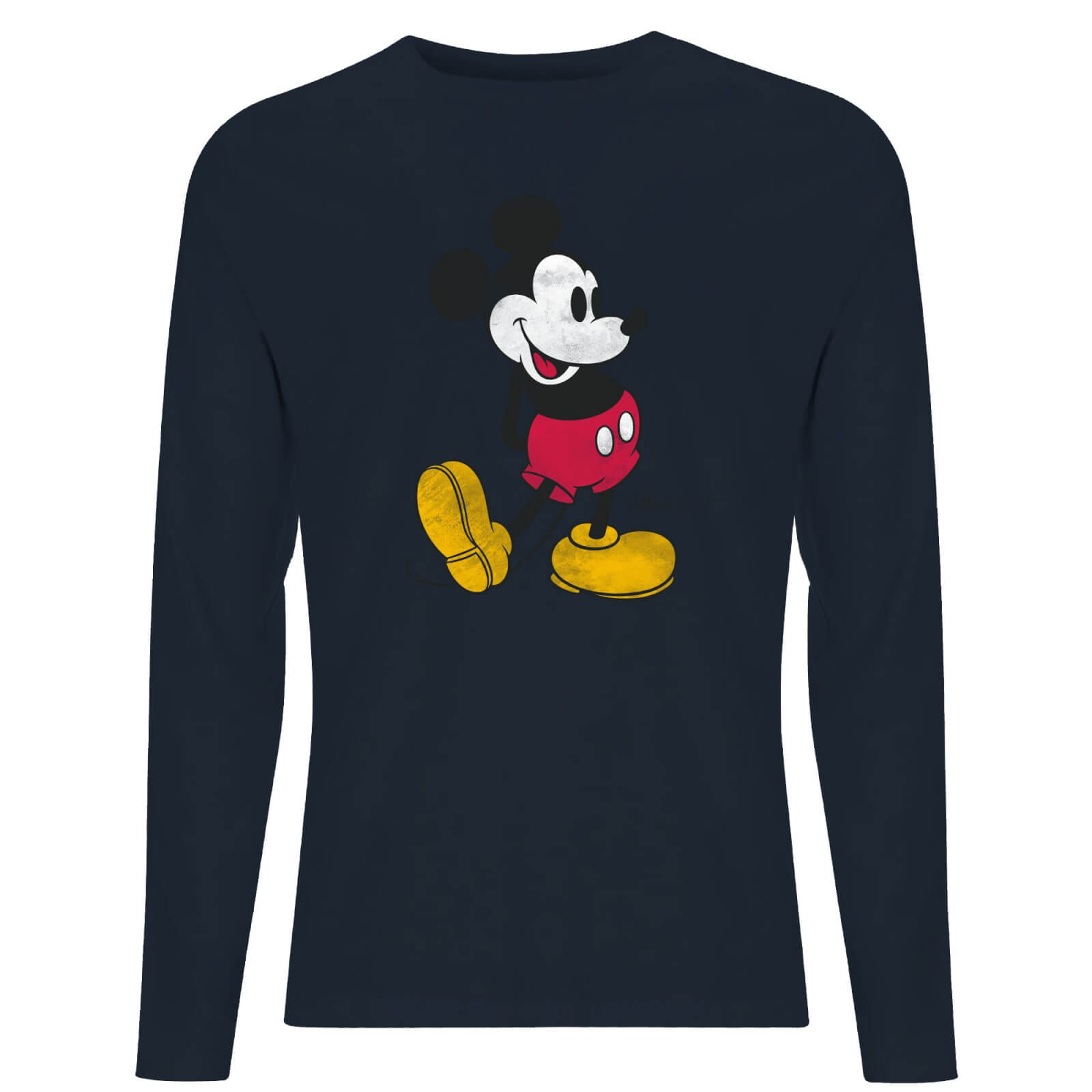 Disney Mickey Mouse Classic Kick Men's Long Sleeve T-Shirt - Navy - Xs - Navy Blauw