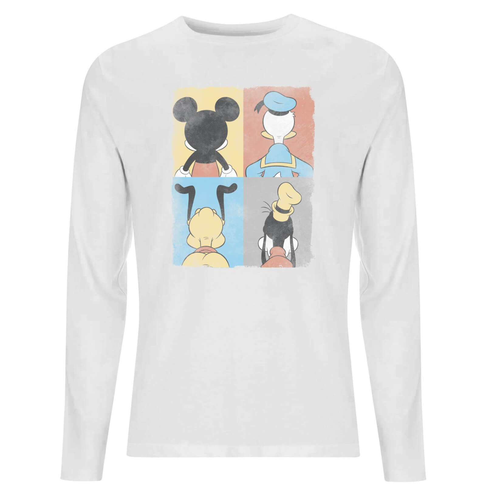 Disney Donald Duck Mickey Mouse Pluto Goofy Tiles Men's Long Sleeve T-Shirt - White - Xs - Wit