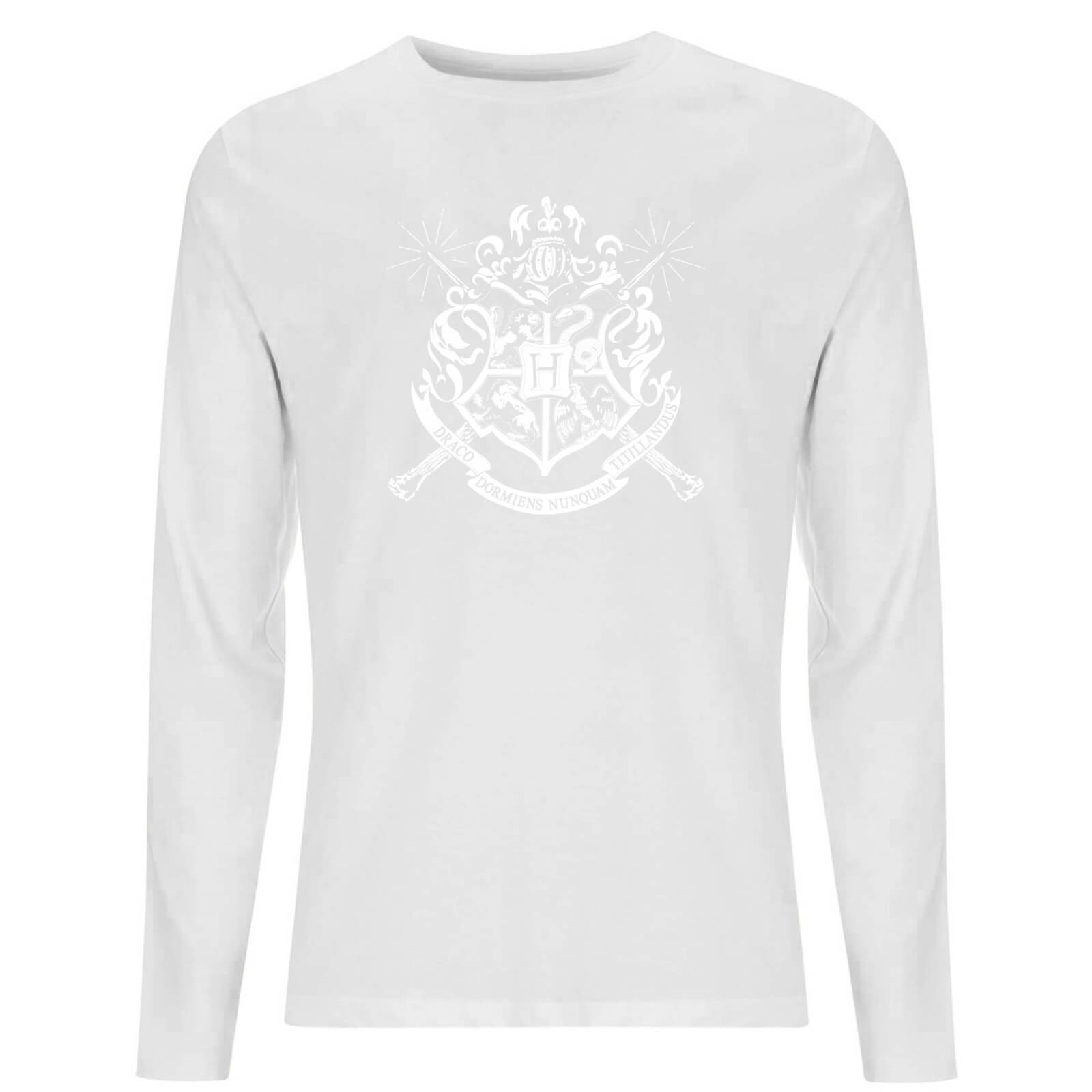 Harry Potter Hogwarts House Crest Men's Long Sleeve T-Shirt - White - L
